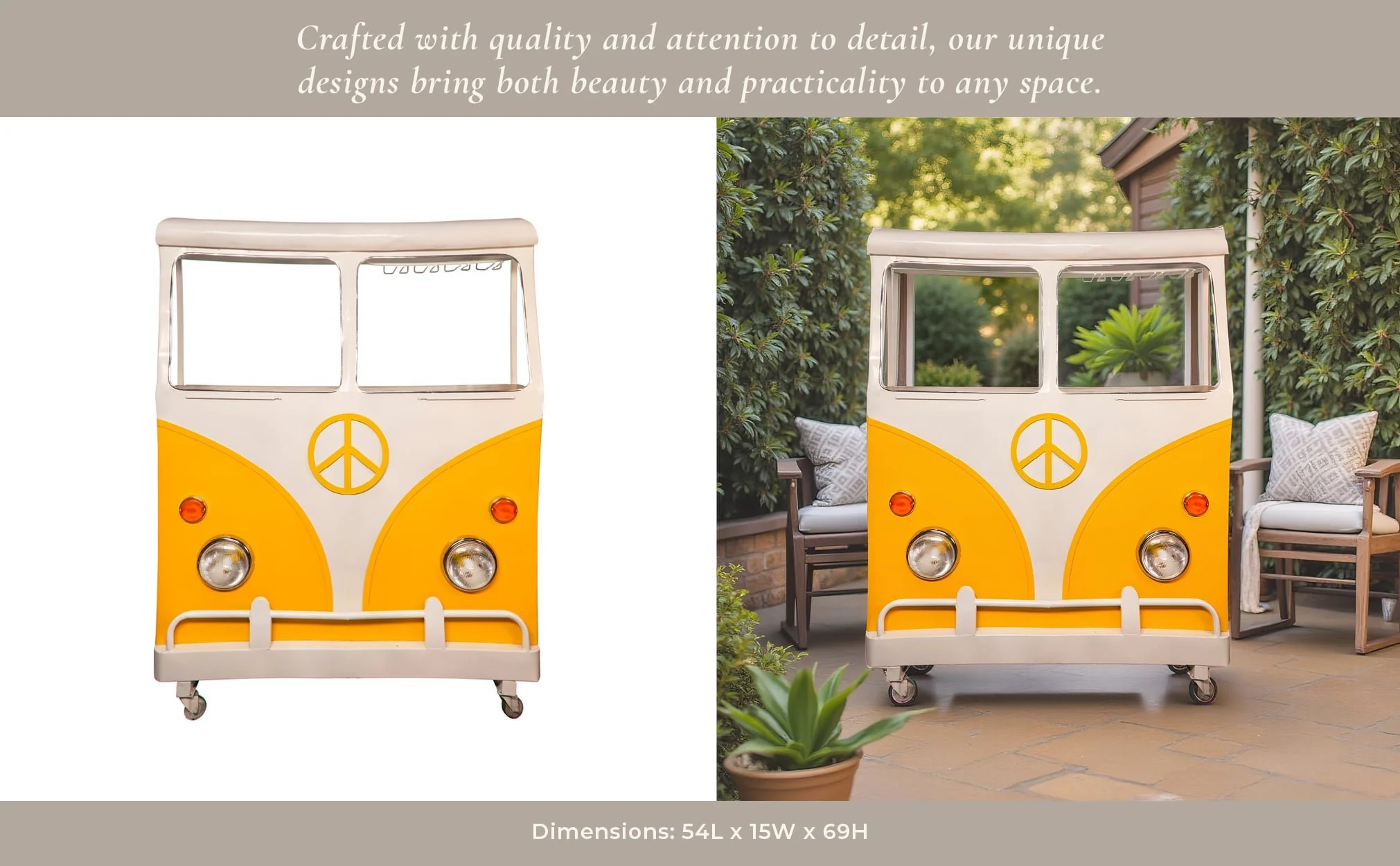 Metal 69"h Bus Kombi Bar, Yellow - Image 9