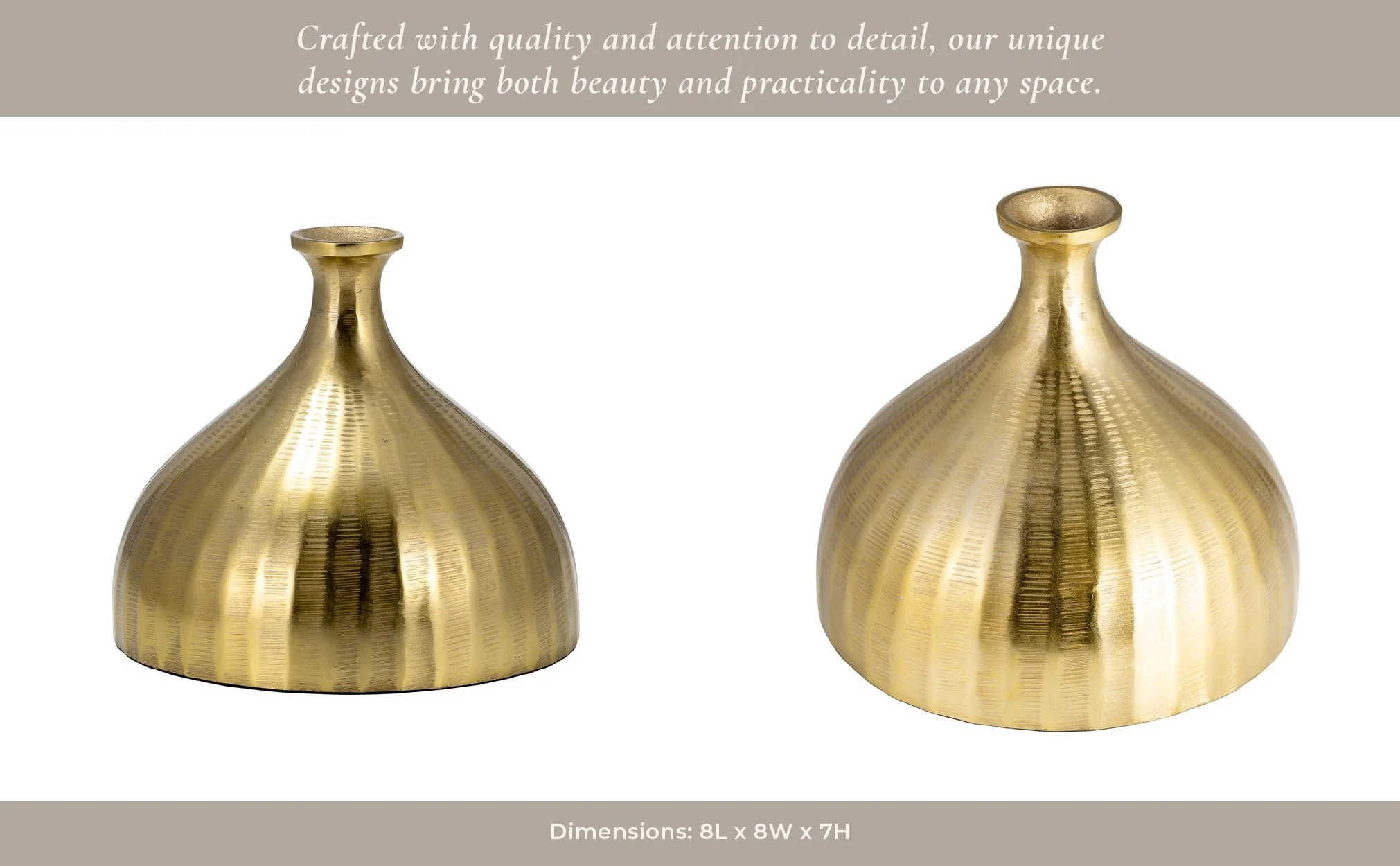 Metal, 7" Bulbous Vase,gold - Image 12