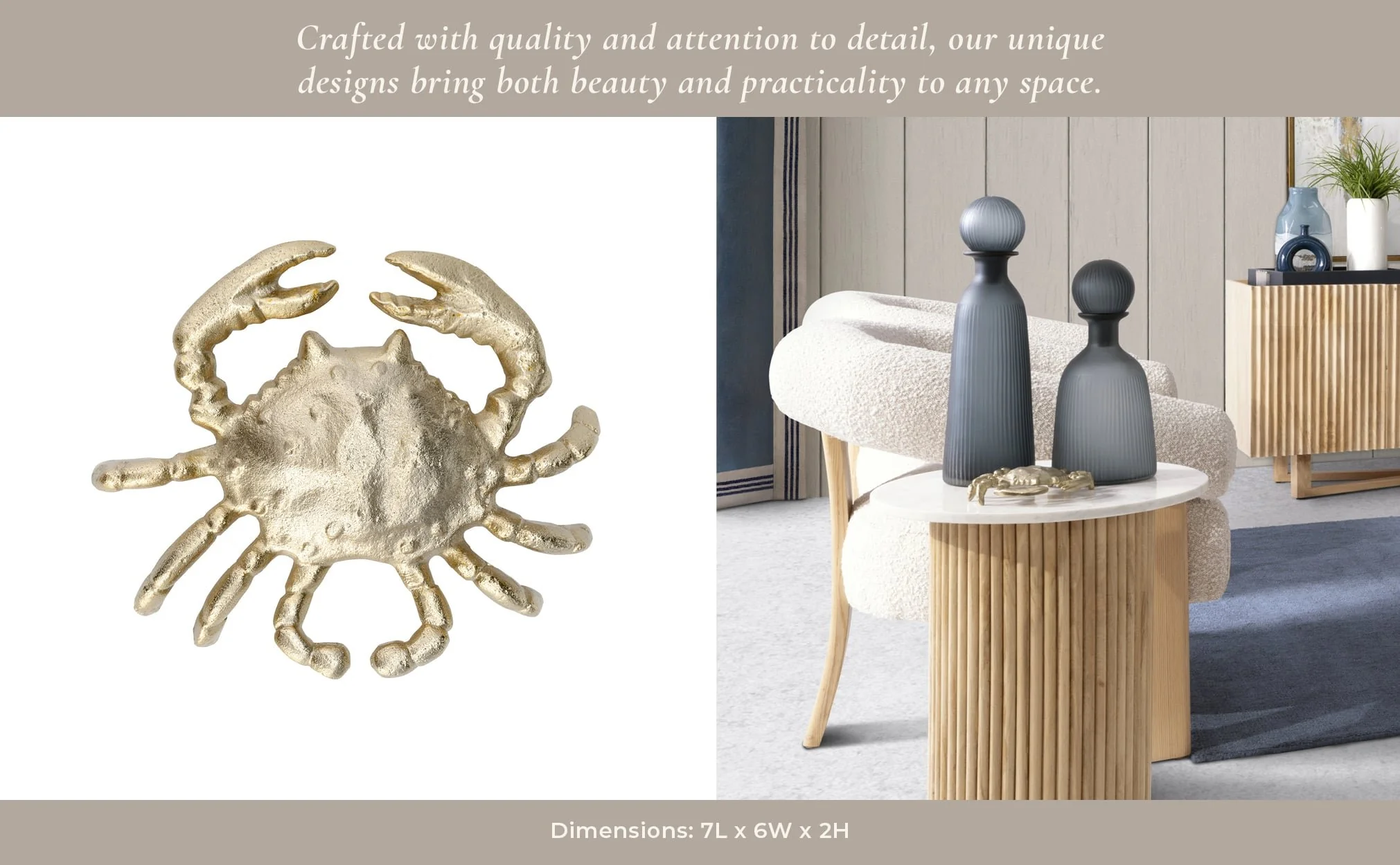 Metal, 7", Crab Deco,champagne - Image 11