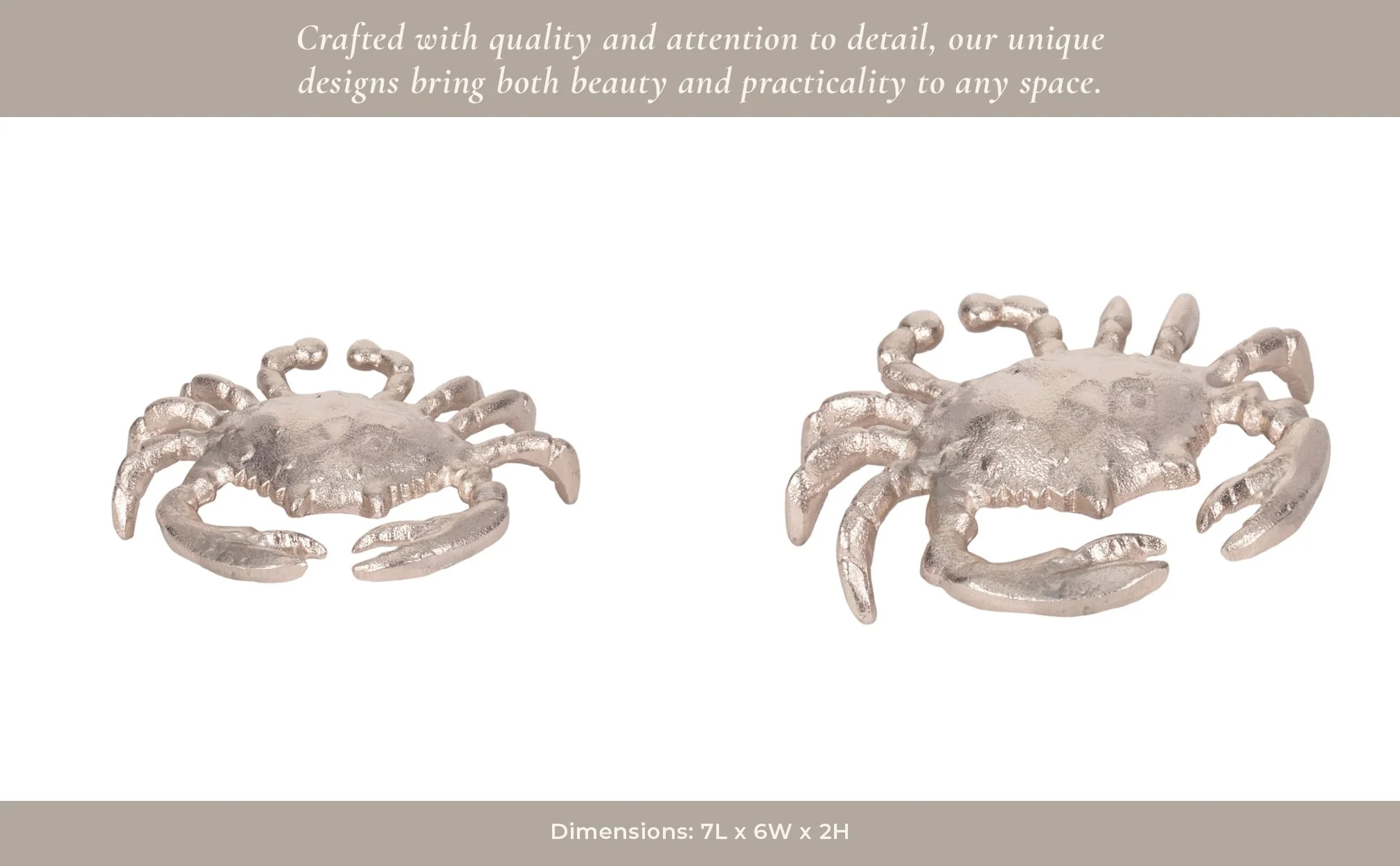 Metal, 7" Crab Deco Silver - Image 12