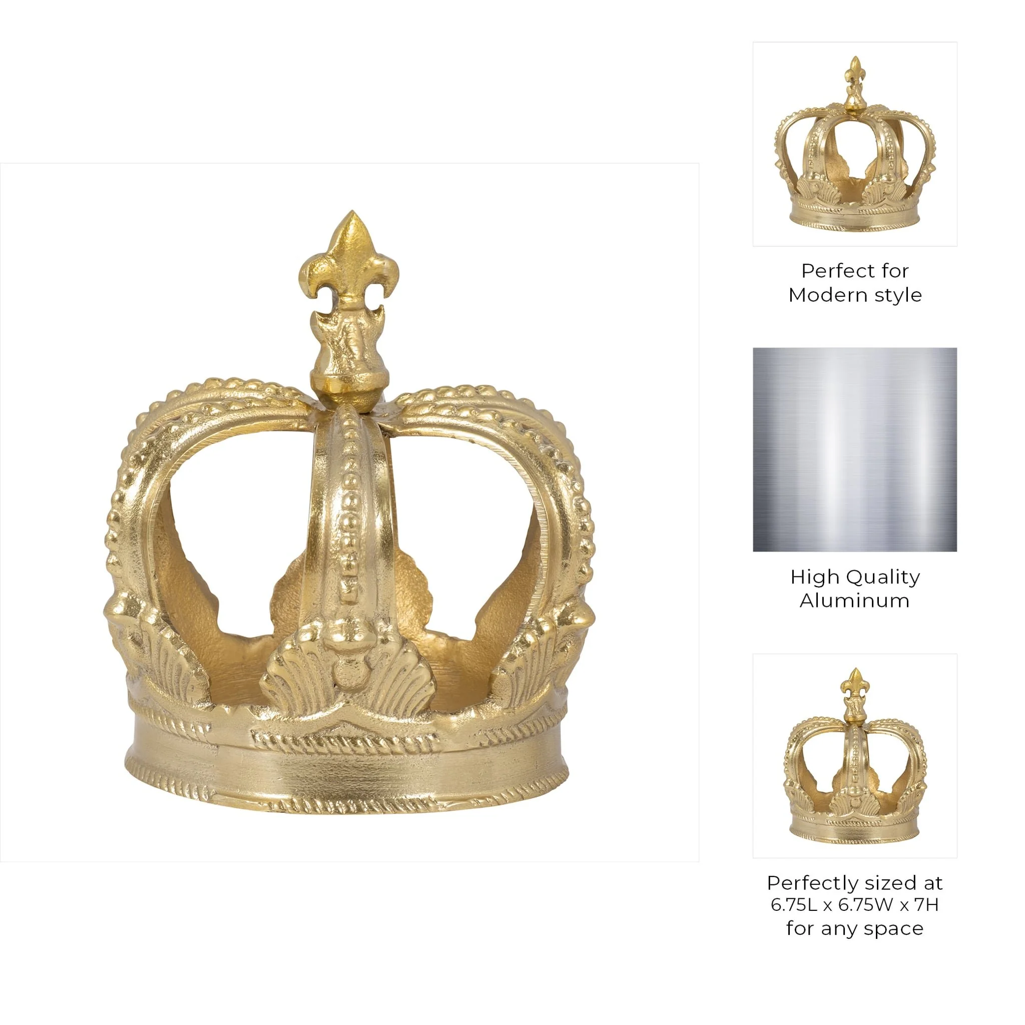 Metal, 7" Crown Decor, Gold - Image 8