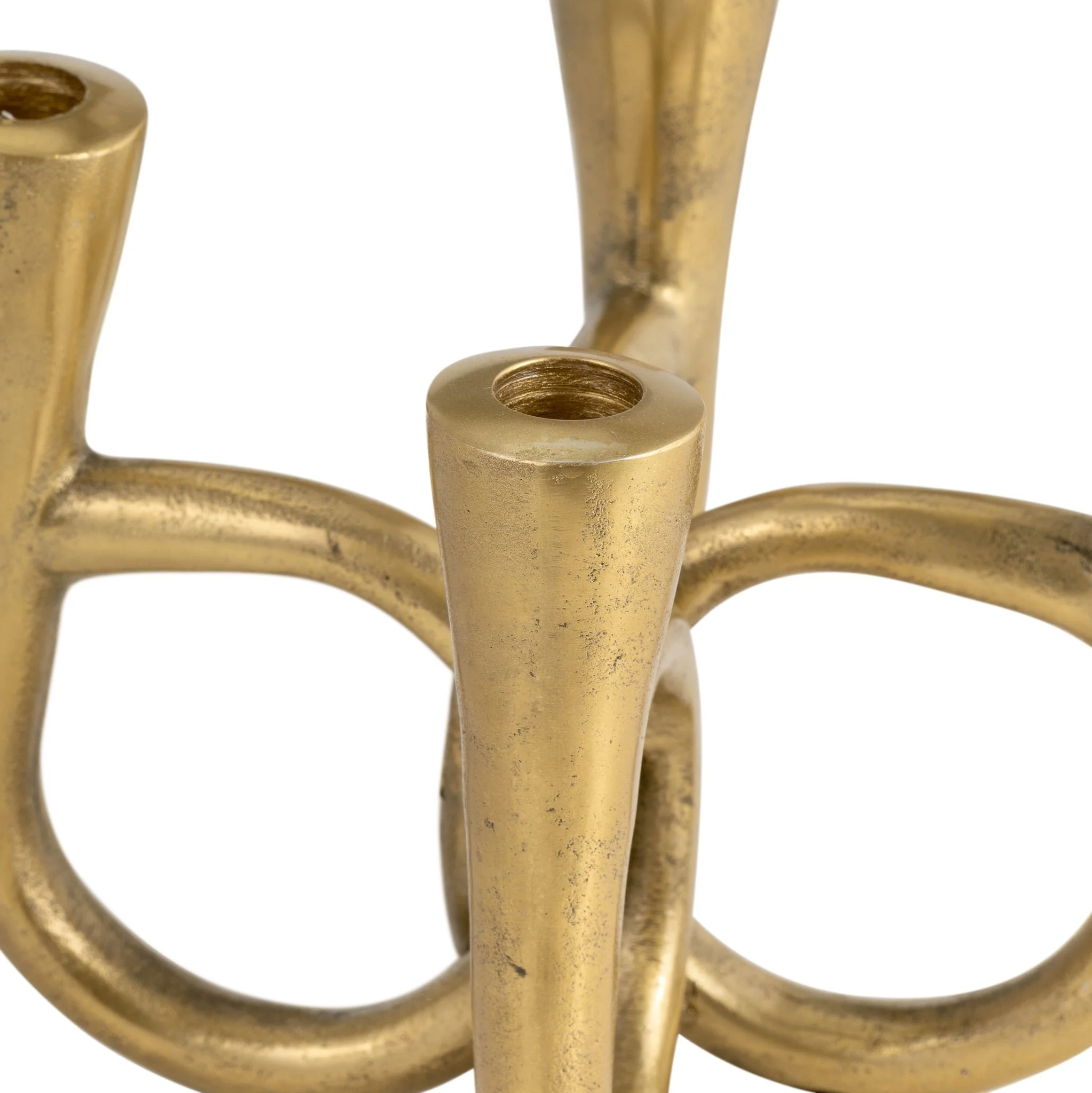 Metal, 7" French Horn 4-taper Candleholder, Gold - Image 6