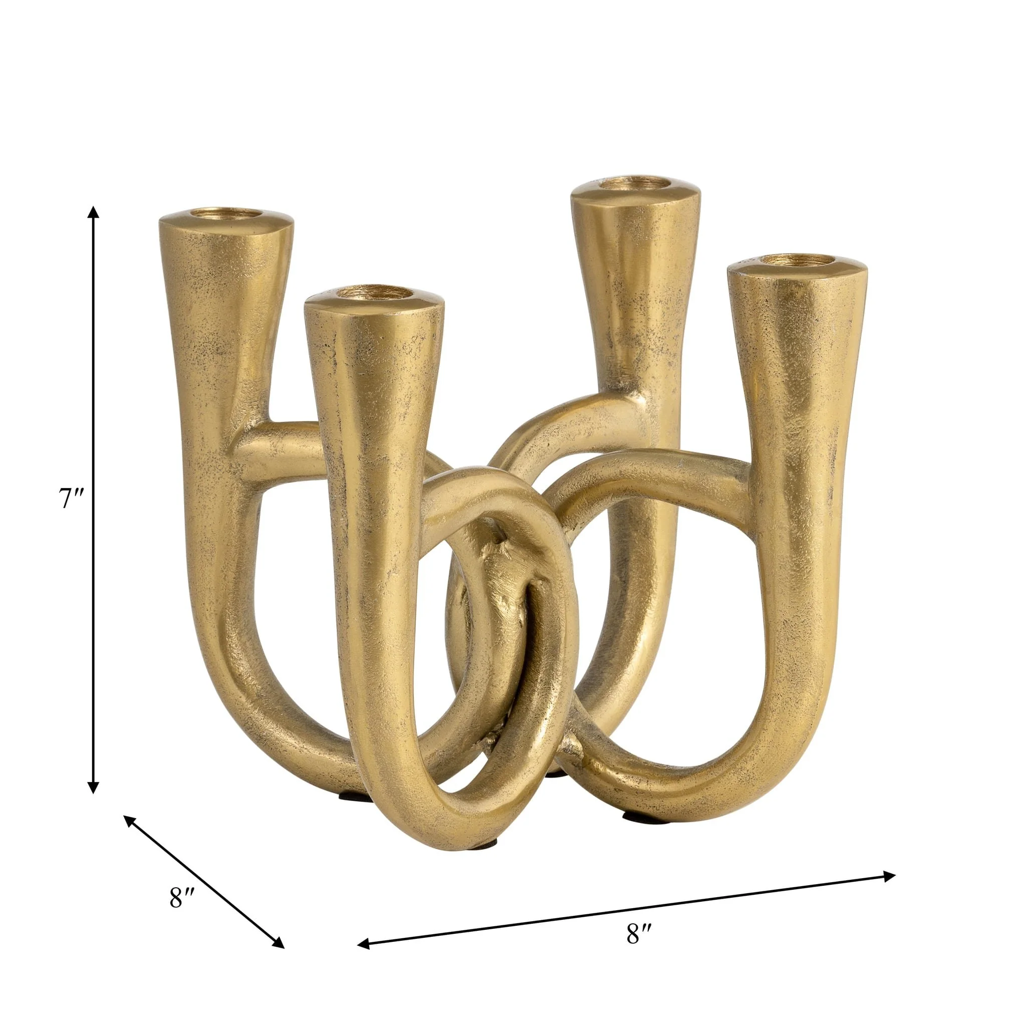 Metal, 7" French Horn 4-taper Candleholder, Gold - Image 9