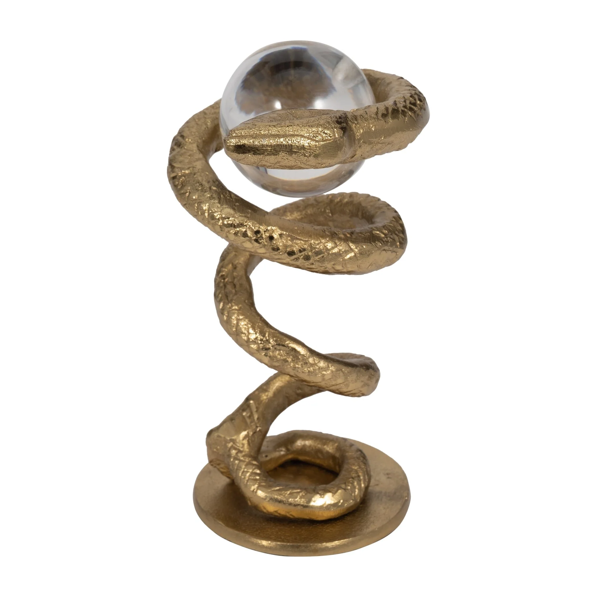 Metal, 7" Snake Coil W/ Acrylic Ball, Gold - Image 2