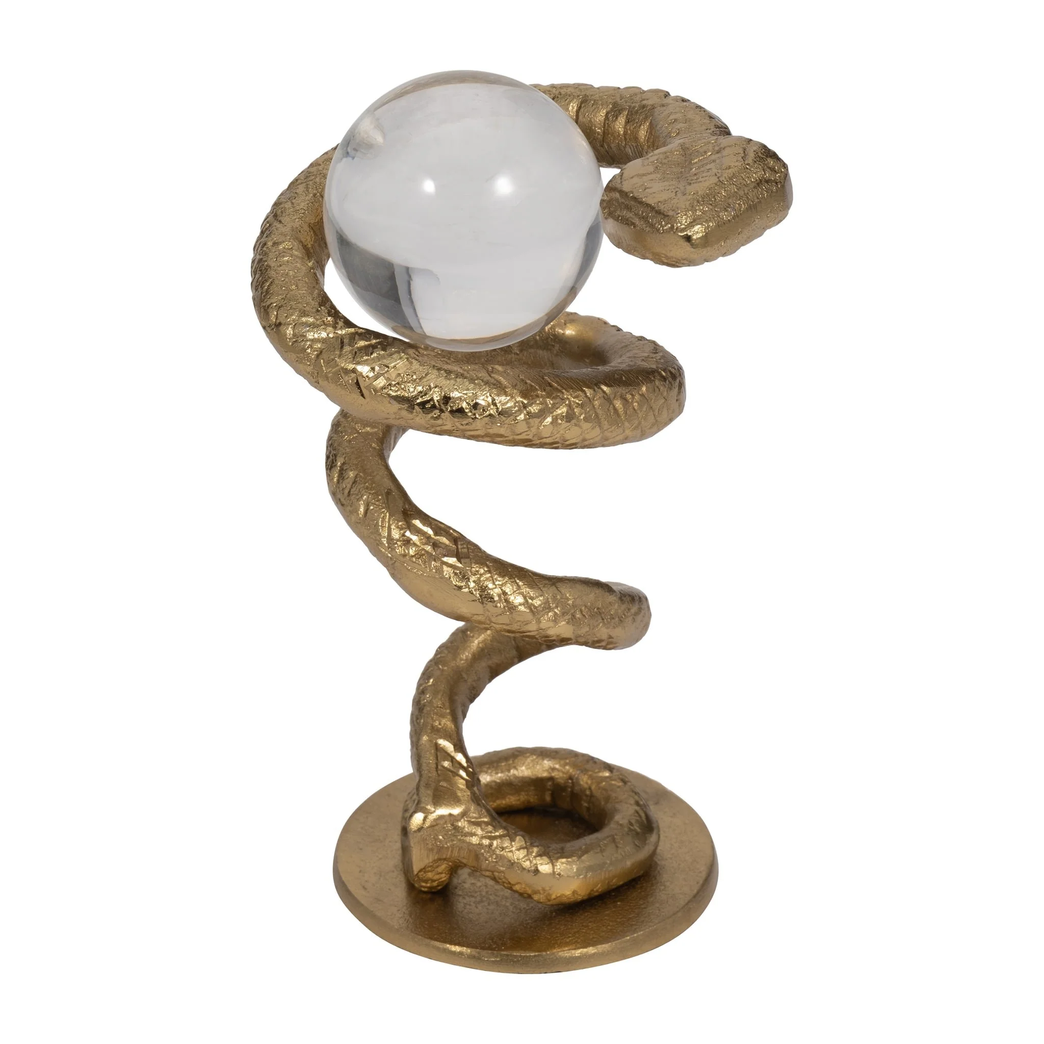 Metal, 7" Snake Coil W/ Acrylic Ball, Gold - Image 3