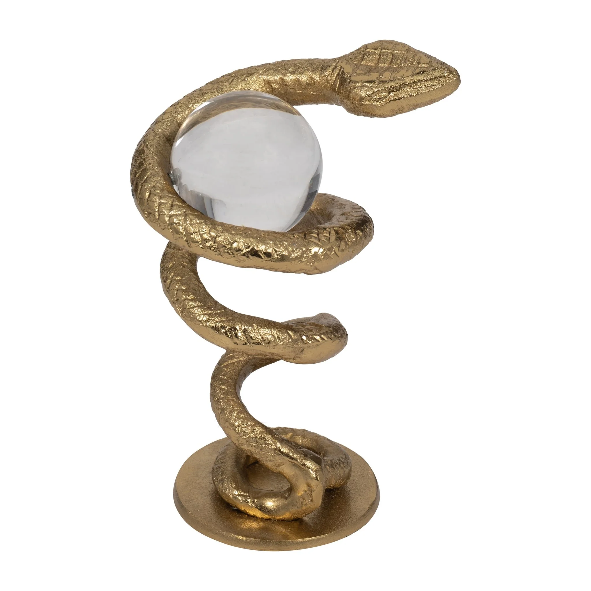Metal, 7" Snake Coil W/ Acrylic Ball, Gold - Image 4