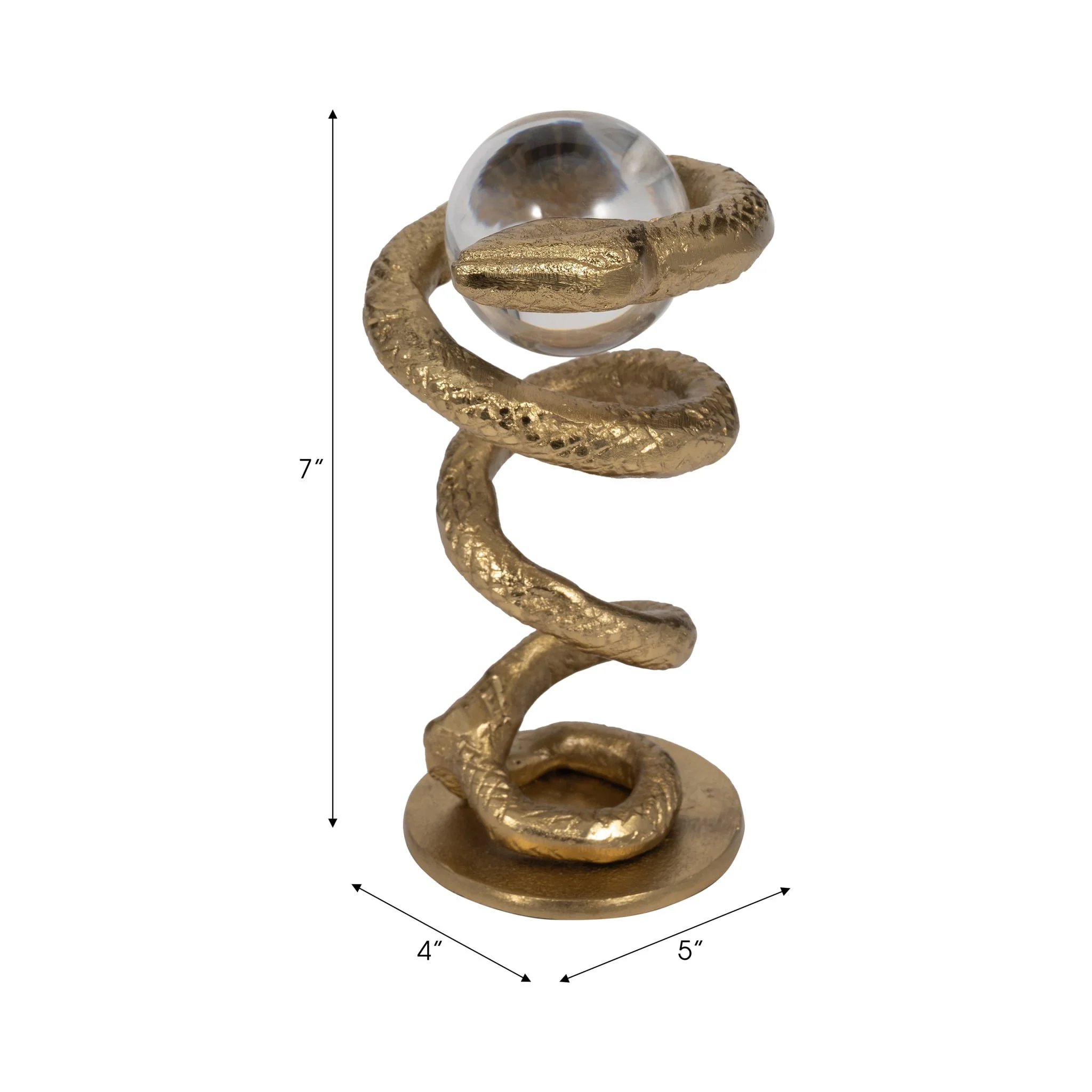 Metal, 7" Snake Coil W/ Acrylic Ball, Gold - Image 8