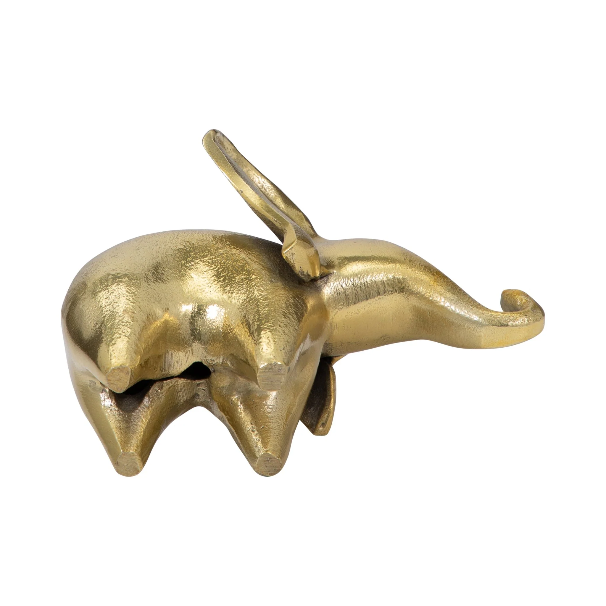 Metal, 7" Trunk Up Elephant, Gold - Image 7