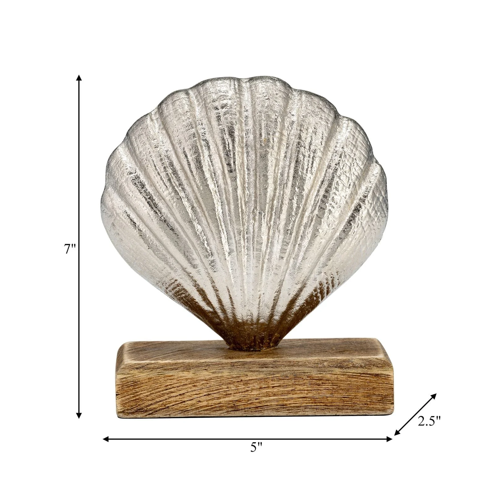 Metal, 7"h Shell W/ Base, Silver - Image 8