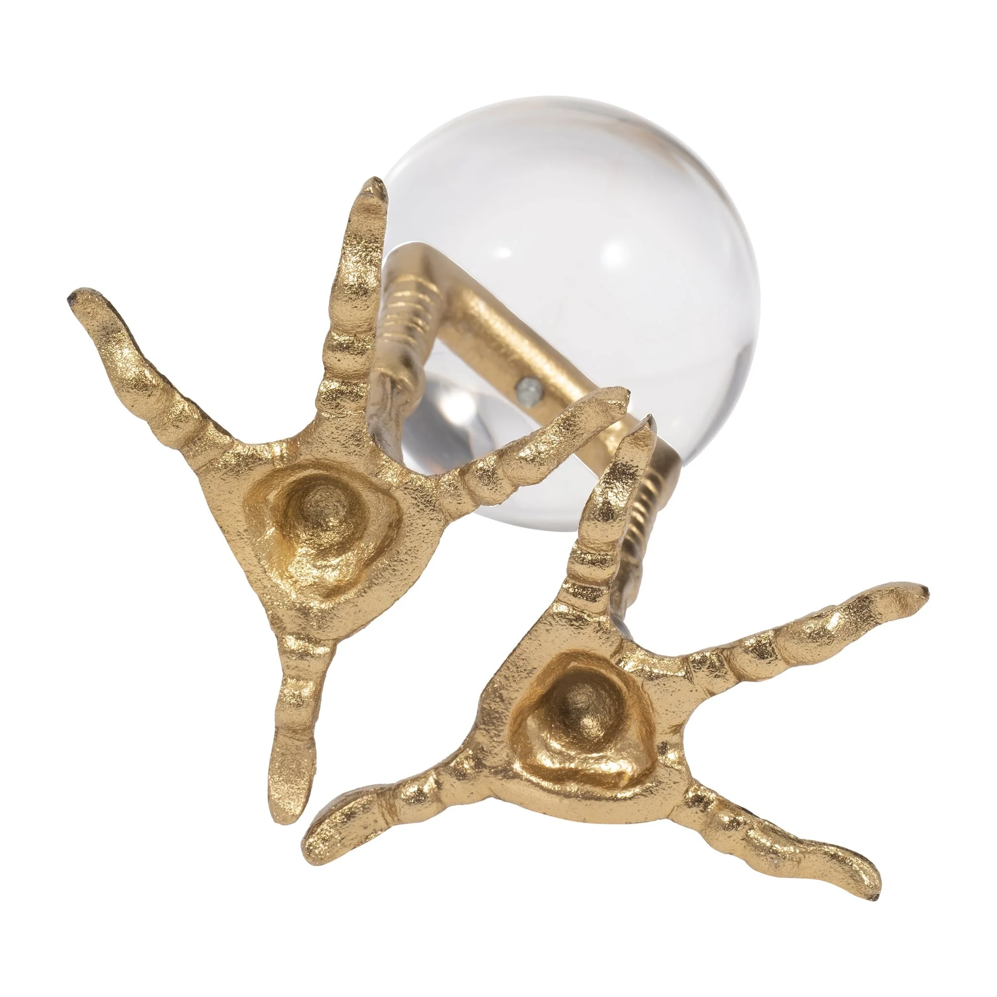 Metal, 8" Bird Feet Holding Acrylic Ball, Gold - Image 7