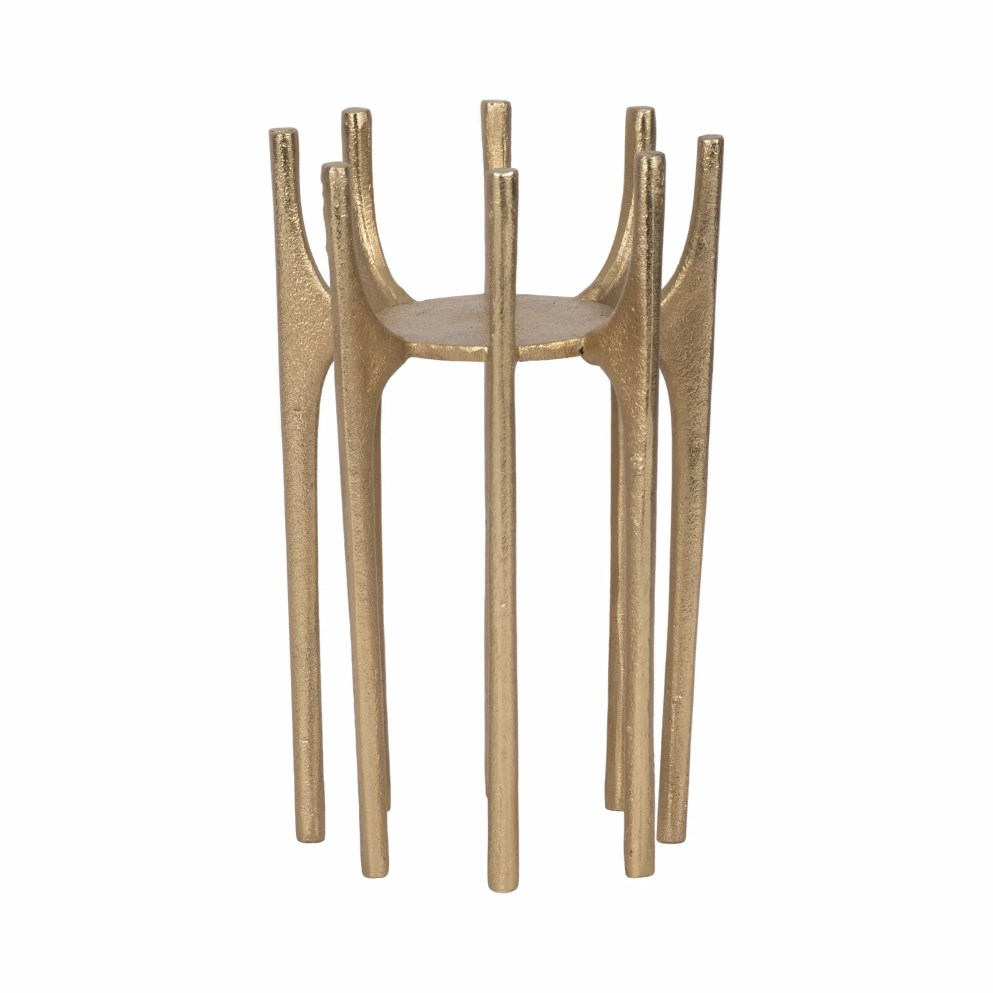 Metal, 8" Candleholder With Spike Legs, Gold - Image 3
