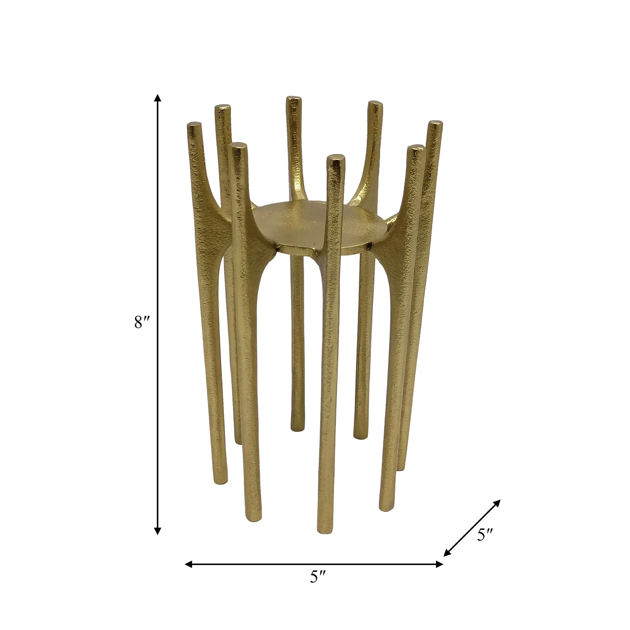 Metal, 8" Candleholder With Spike Legs, Gold - Image 7