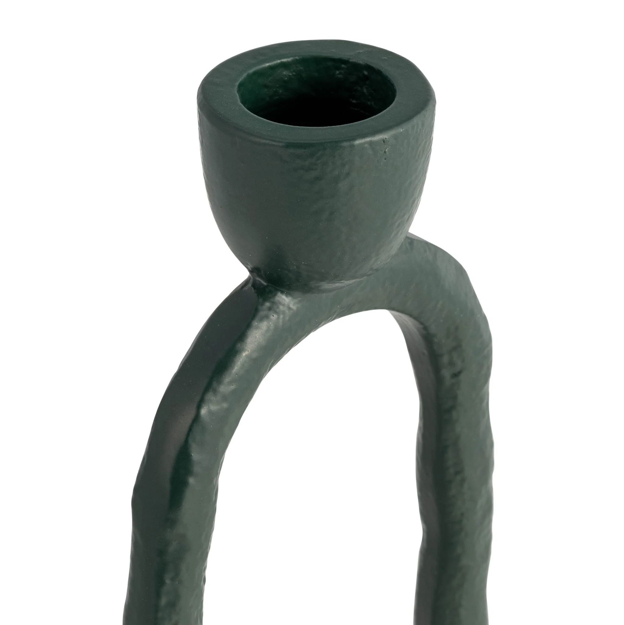Metal, 8" Open Oval Taper Candleholder, Dark Green - Image 2