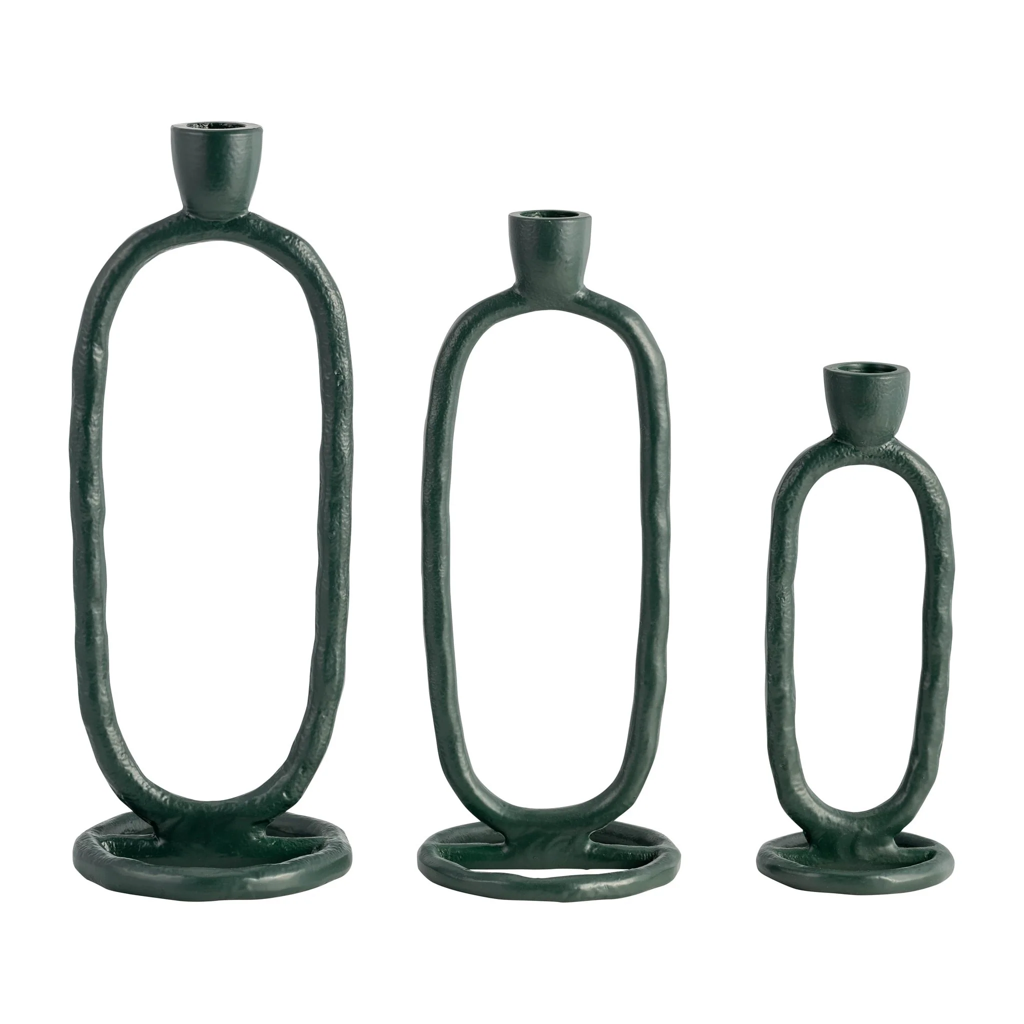 Metal, 8" Open Oval Taper Candleholder, Dark Green - Image 5