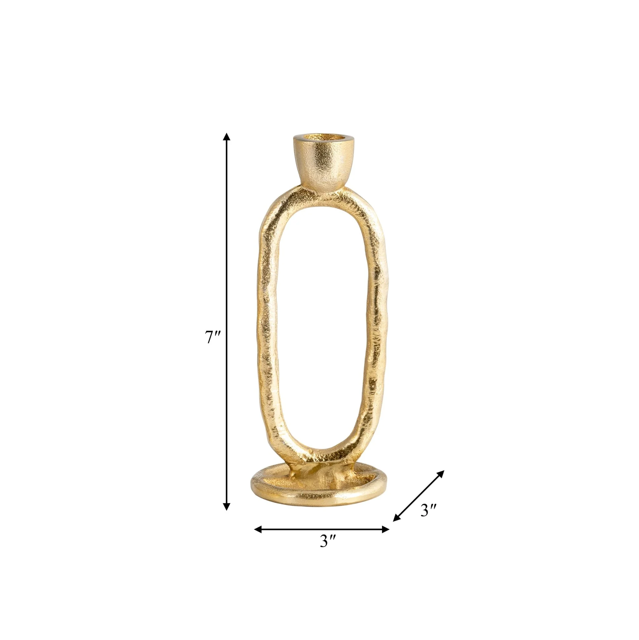 Metal, 8" Open Oval Taper Candleholder, Gold - Image 6