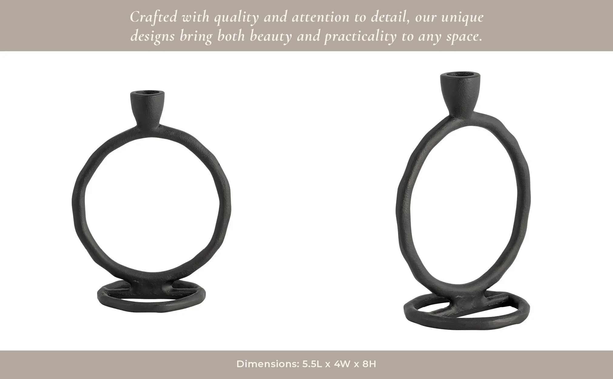 Metal, 8" Round Ring Taper Candleholder, Black - Image 13