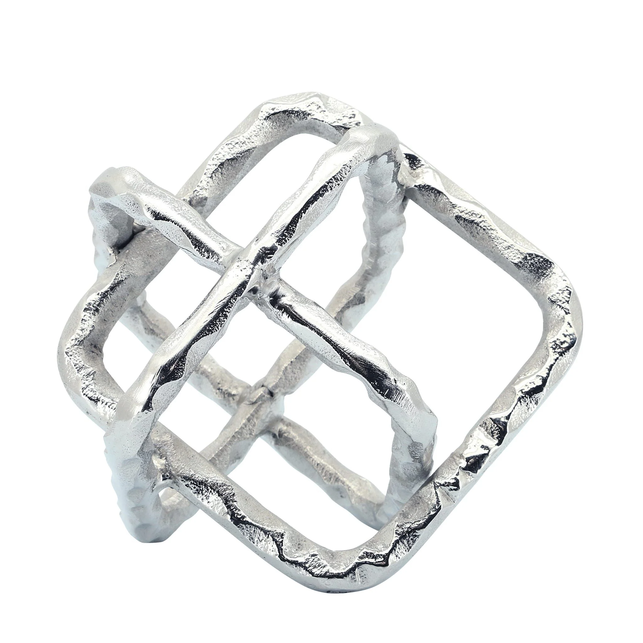Metal 8" Square Orbs, Silver - Image 2