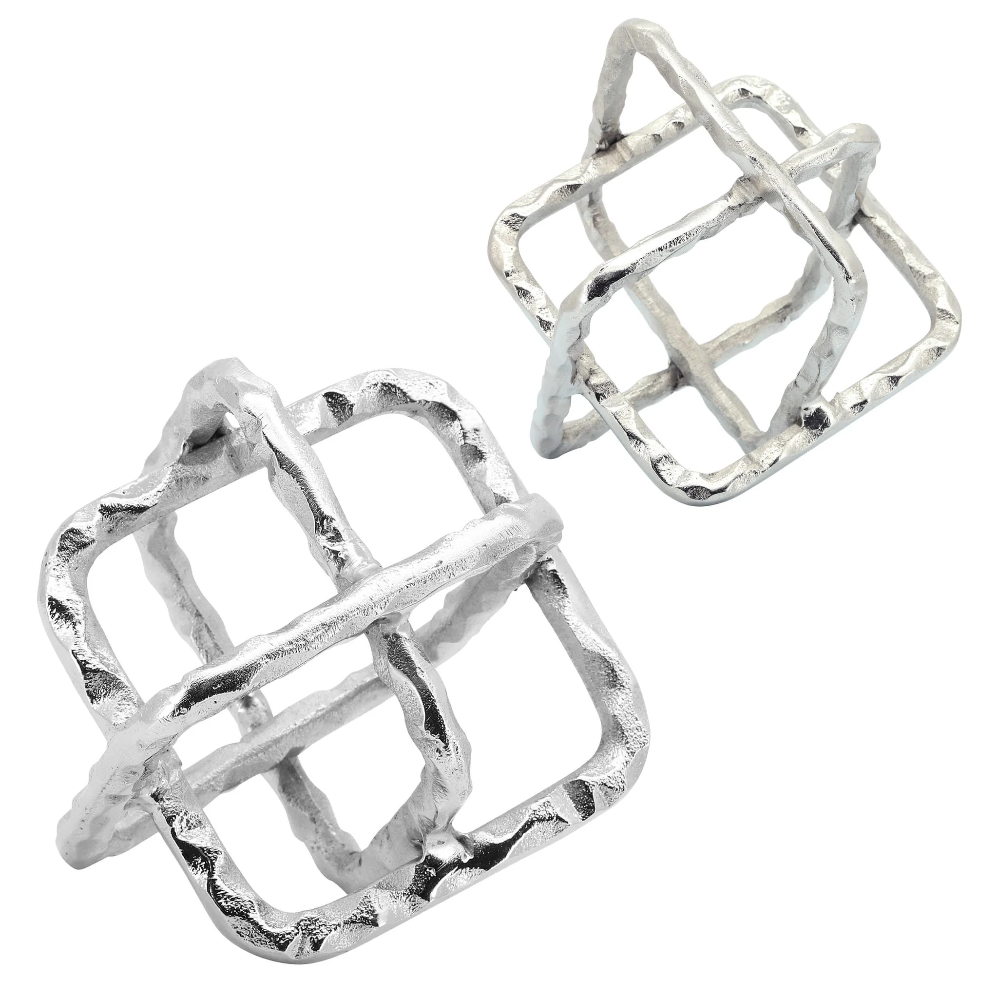 Metal 8" Square Orbs, Silver - Image 4