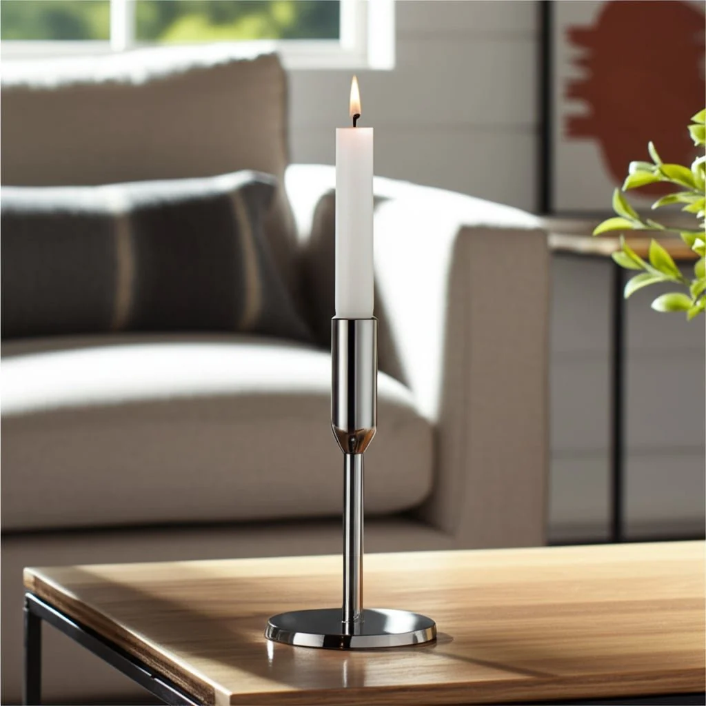 Metal, 8" Taper Candle Holder, Silver - Image 11