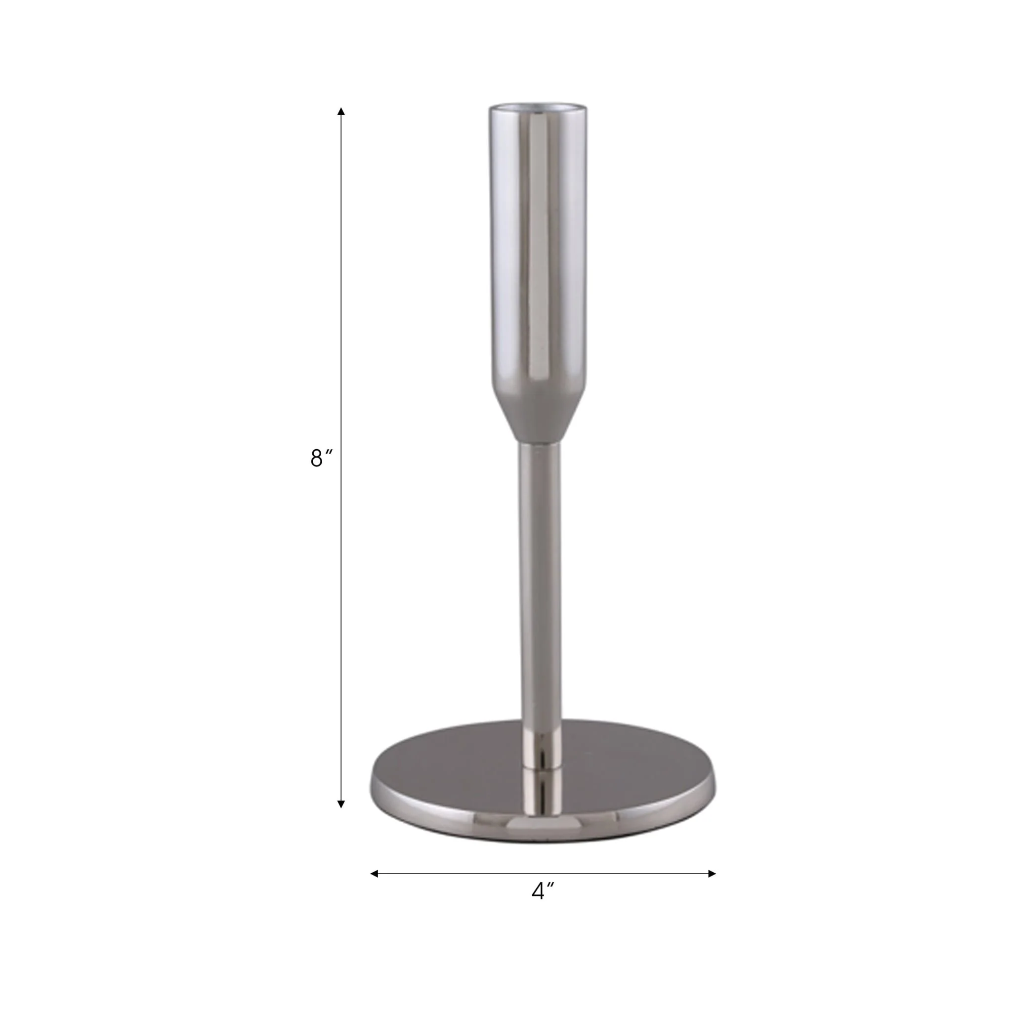 Metal, 8" Taper Candle Holder, Silver - Image 7