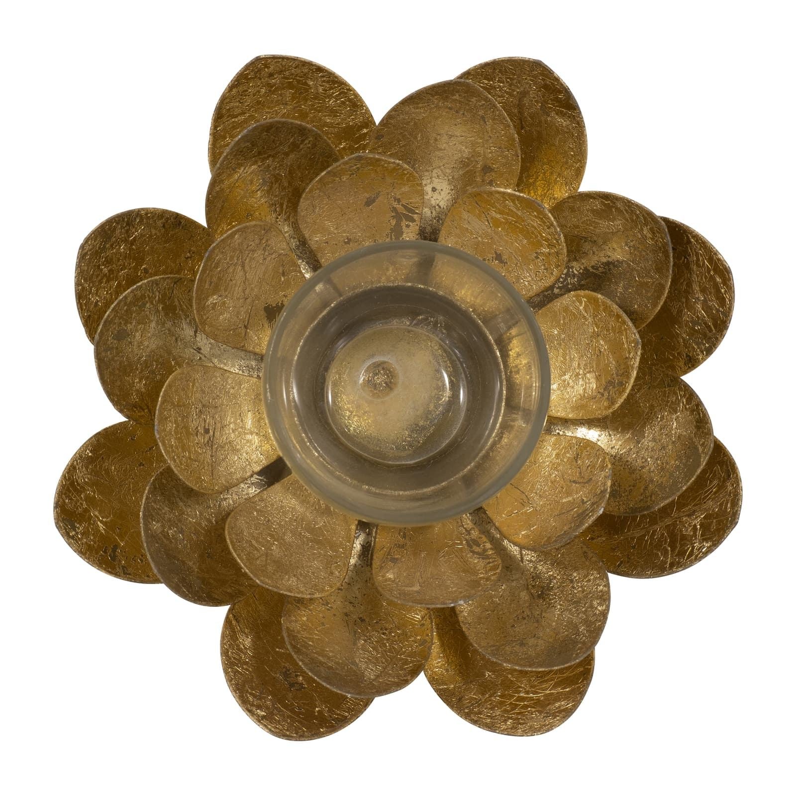 Metal, 8"d Lotus Votive Holder, Gold - Image 5