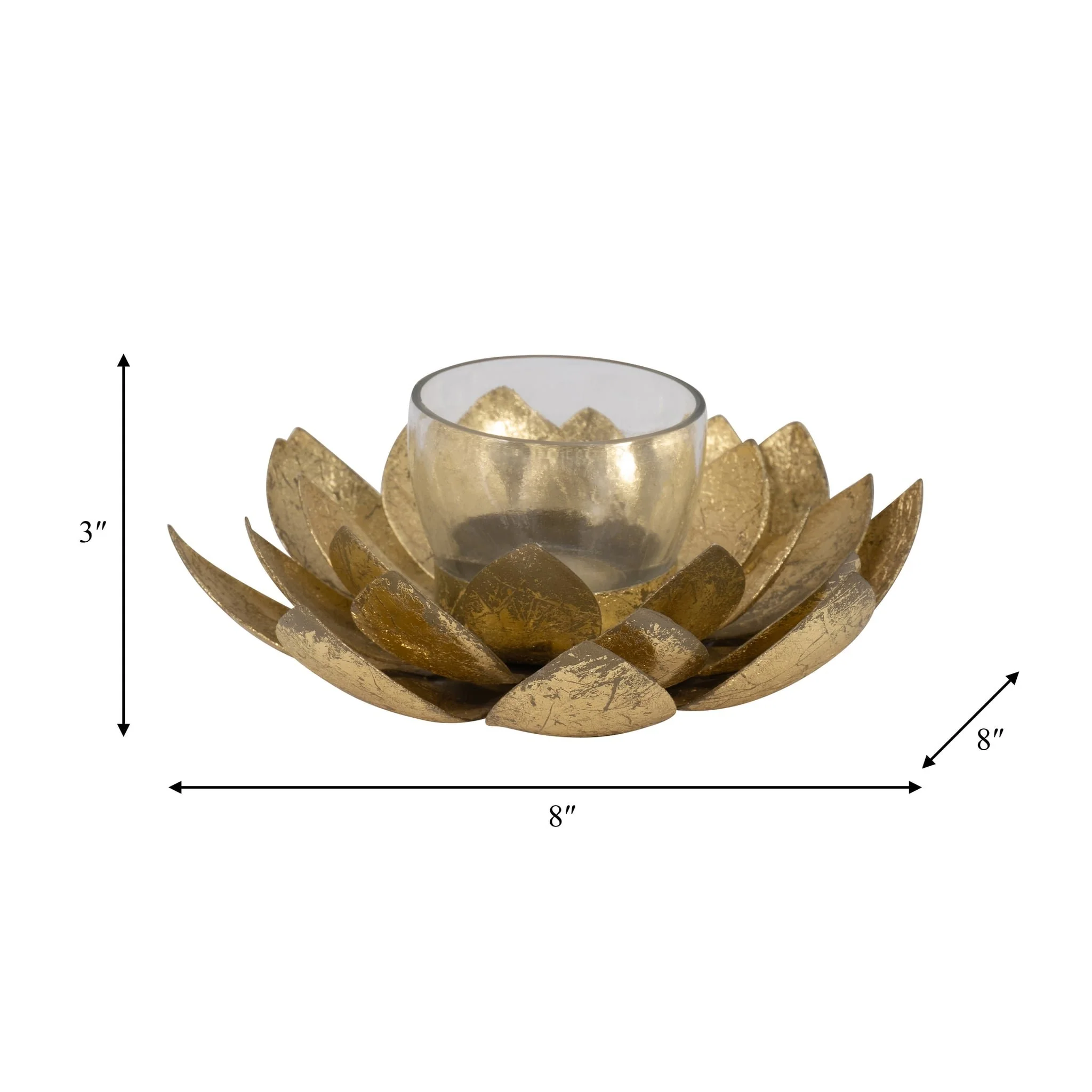 Metal, 8"d Lotus Votive Holder, Gold - Image 7