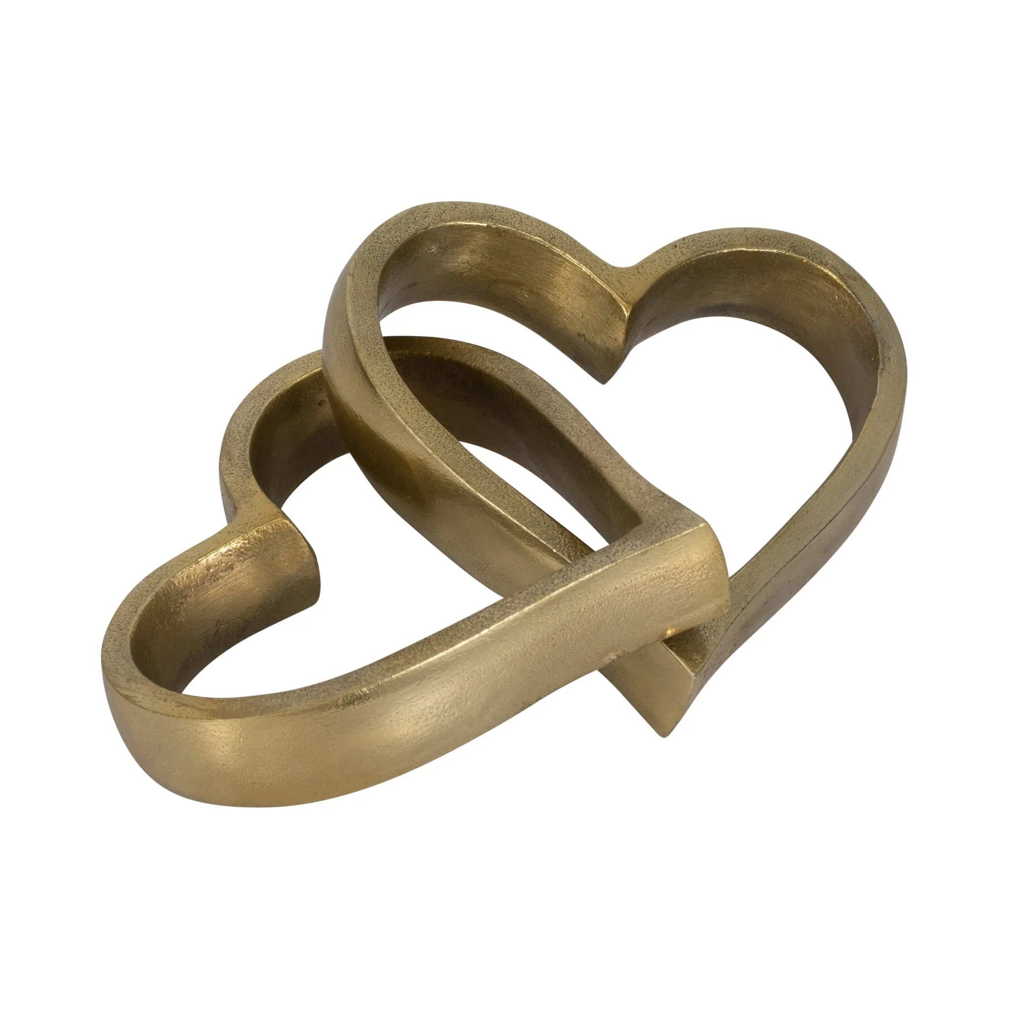 Metal, 9" 2 Hearts Linked Chain, Gold - Image 2