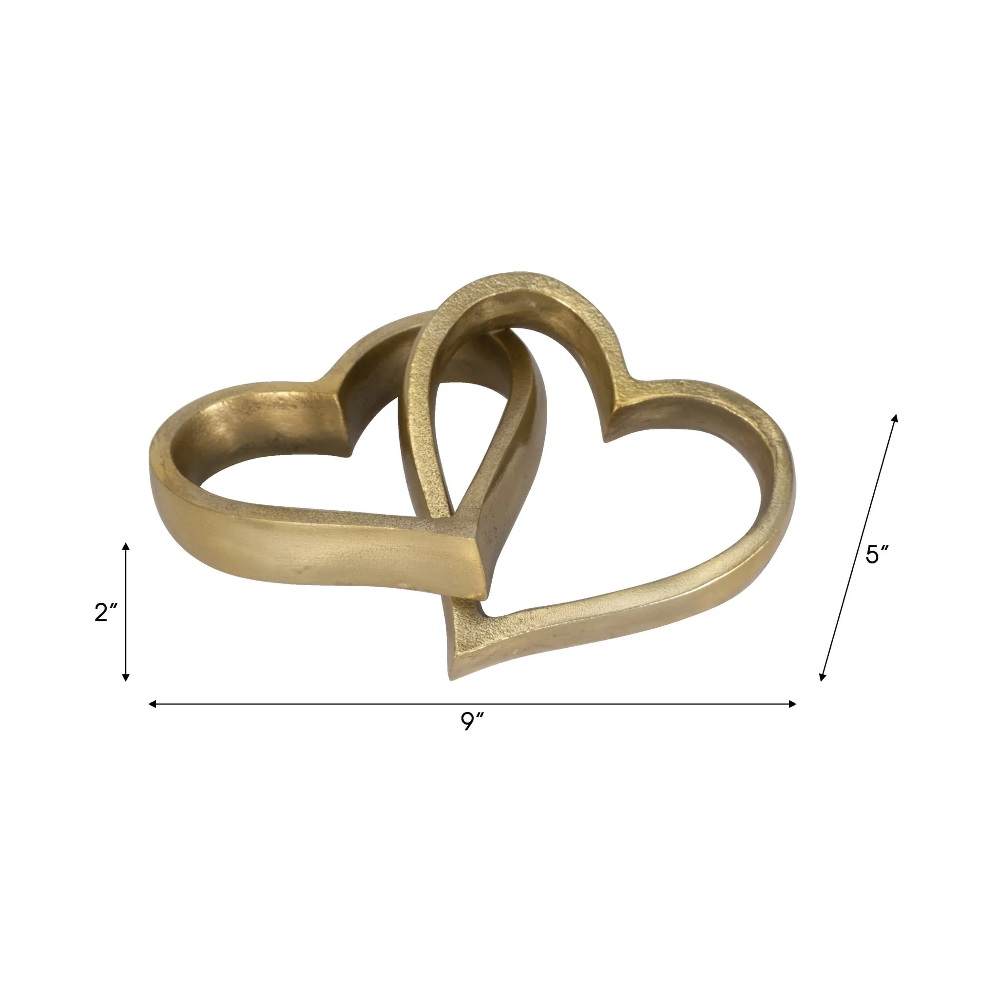 Metal, 9" 2 Hearts Linked Chain, Gold - Image 7