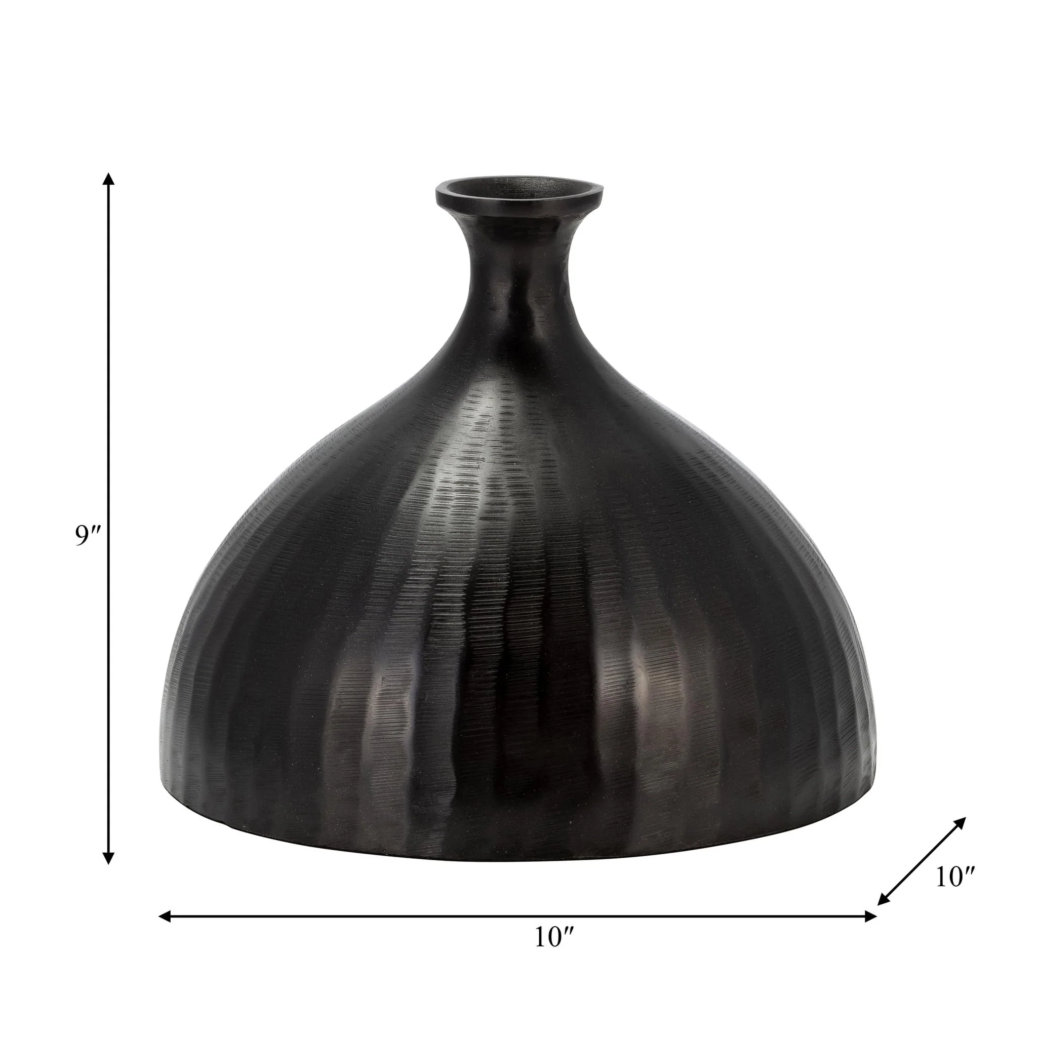 Metal, 9" Bulbous Vase, Bronze - Image 6
