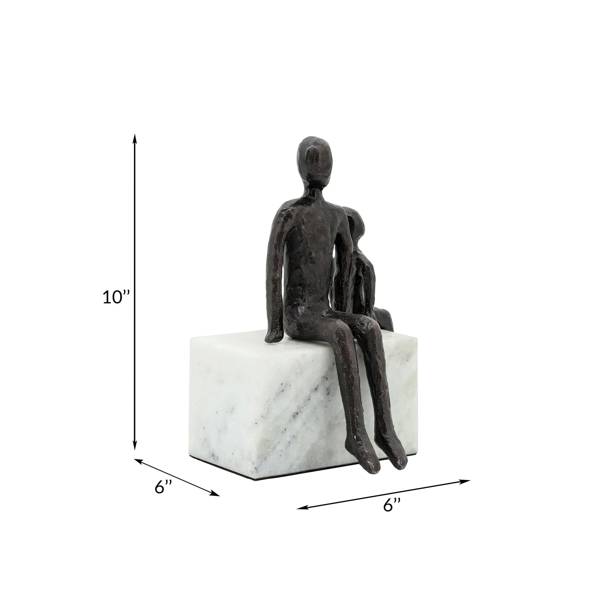 Metal, 9", Dad & Son Sitting Sculpture - Image 5