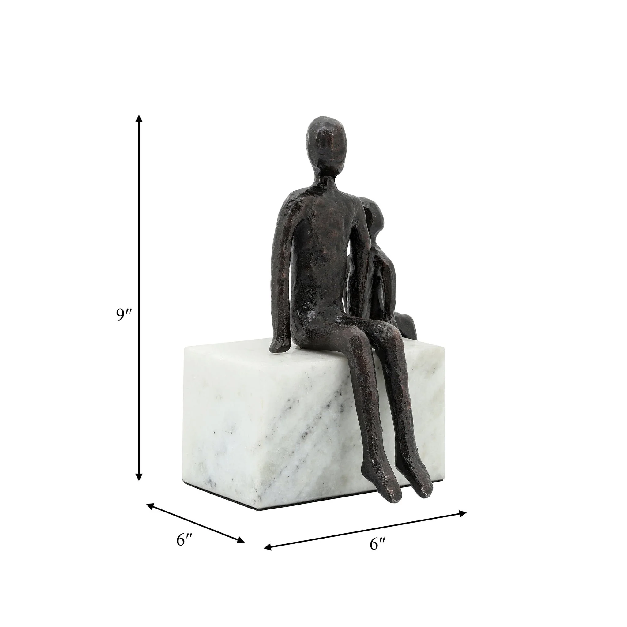 Metal, 9", Dad & Son Sitting Sculpture - Image 6