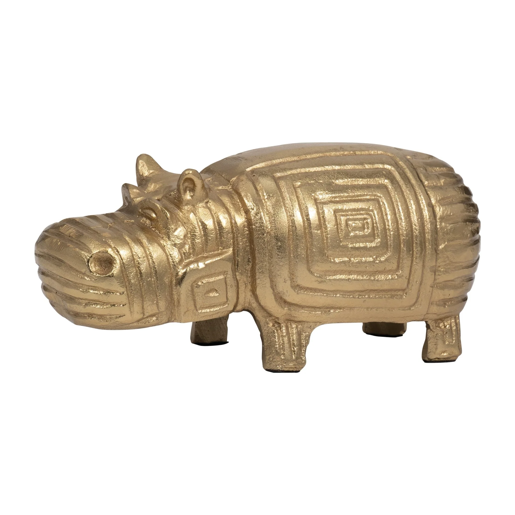 Metal, 9" Funky Hippo, Gold - Image 2