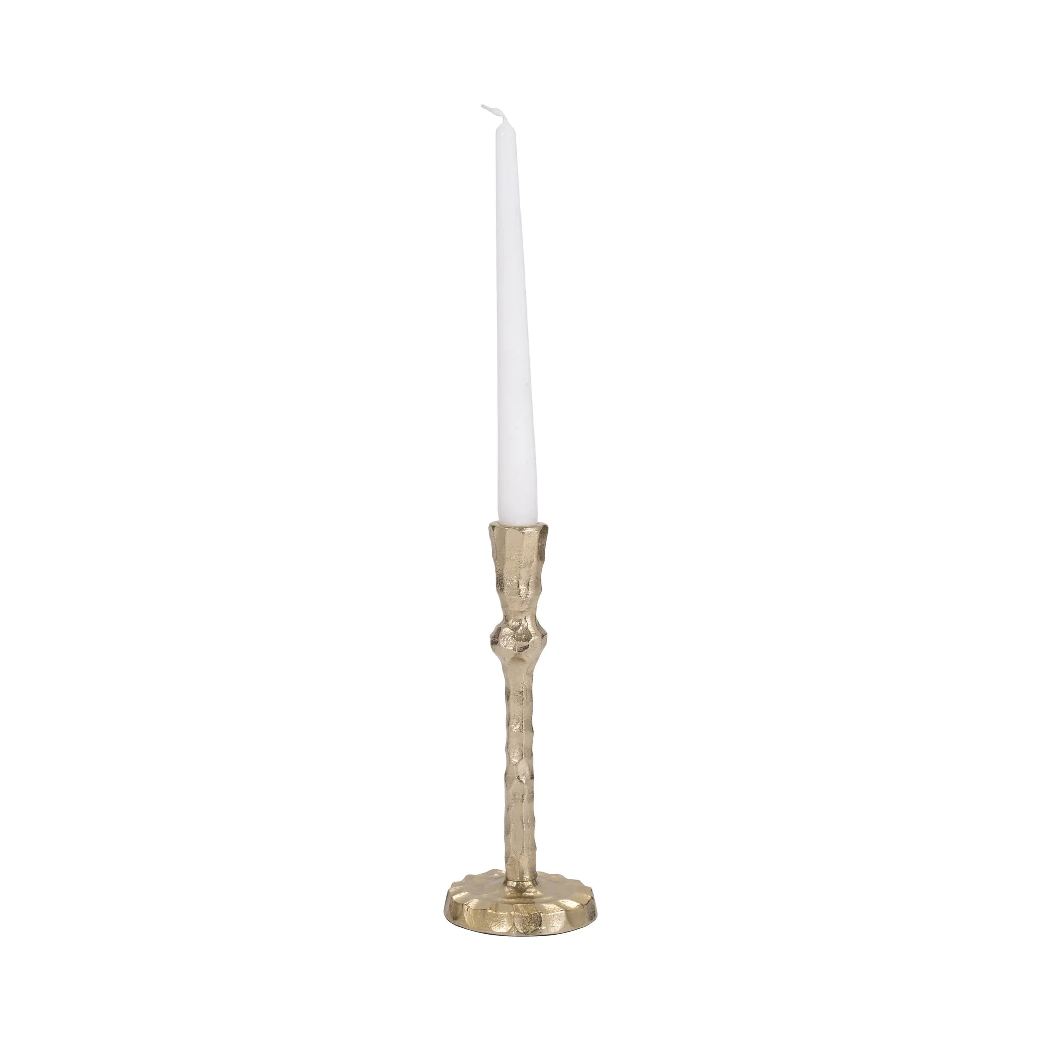 Metal, 9" Hammered Taper Candleholder, Gold - Image 2