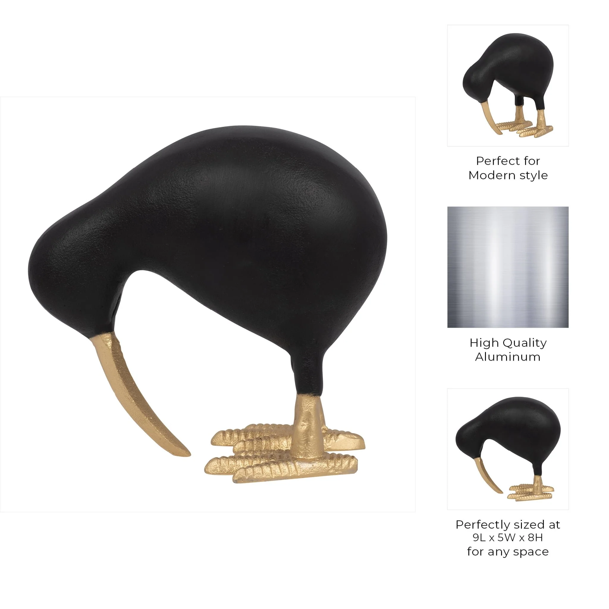 Metal, 9" Kiwi Mom, Black/gold - Image 10