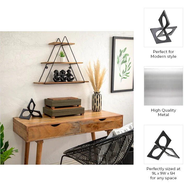 Metal 9" Linked Square Decor, Black - Image 3