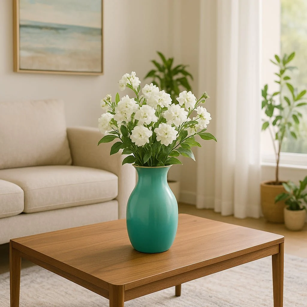 Metal 9" Olpe Vase, Green - Image 10