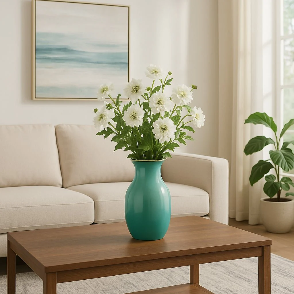 Metal 9" Olpe Vase, Green - Image 11