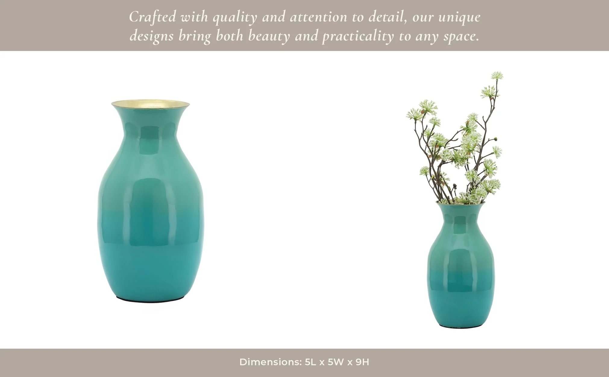 Metal 9" Olpe Vase, Green - Image 14