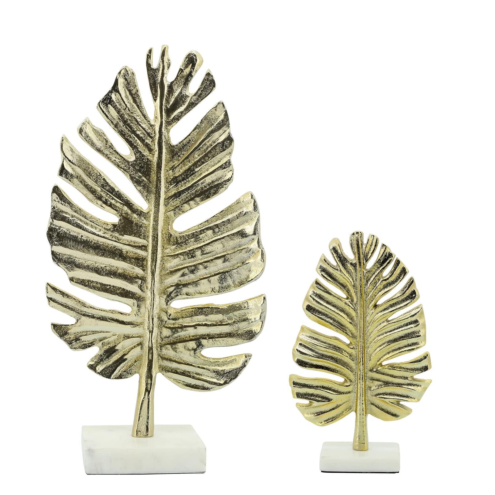 Metal 9" Palm Leaf Table Deco, Gold - Image 5