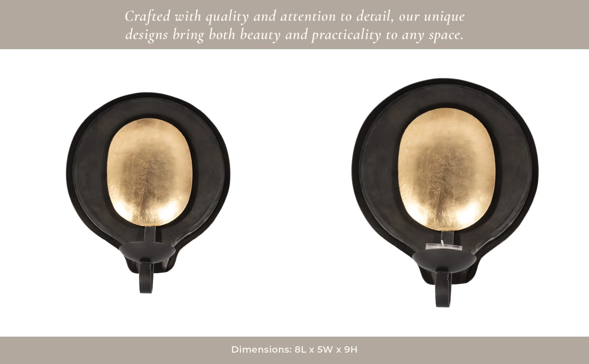 Metal, 9" Round Votive Holder, Black/gold - Image 11