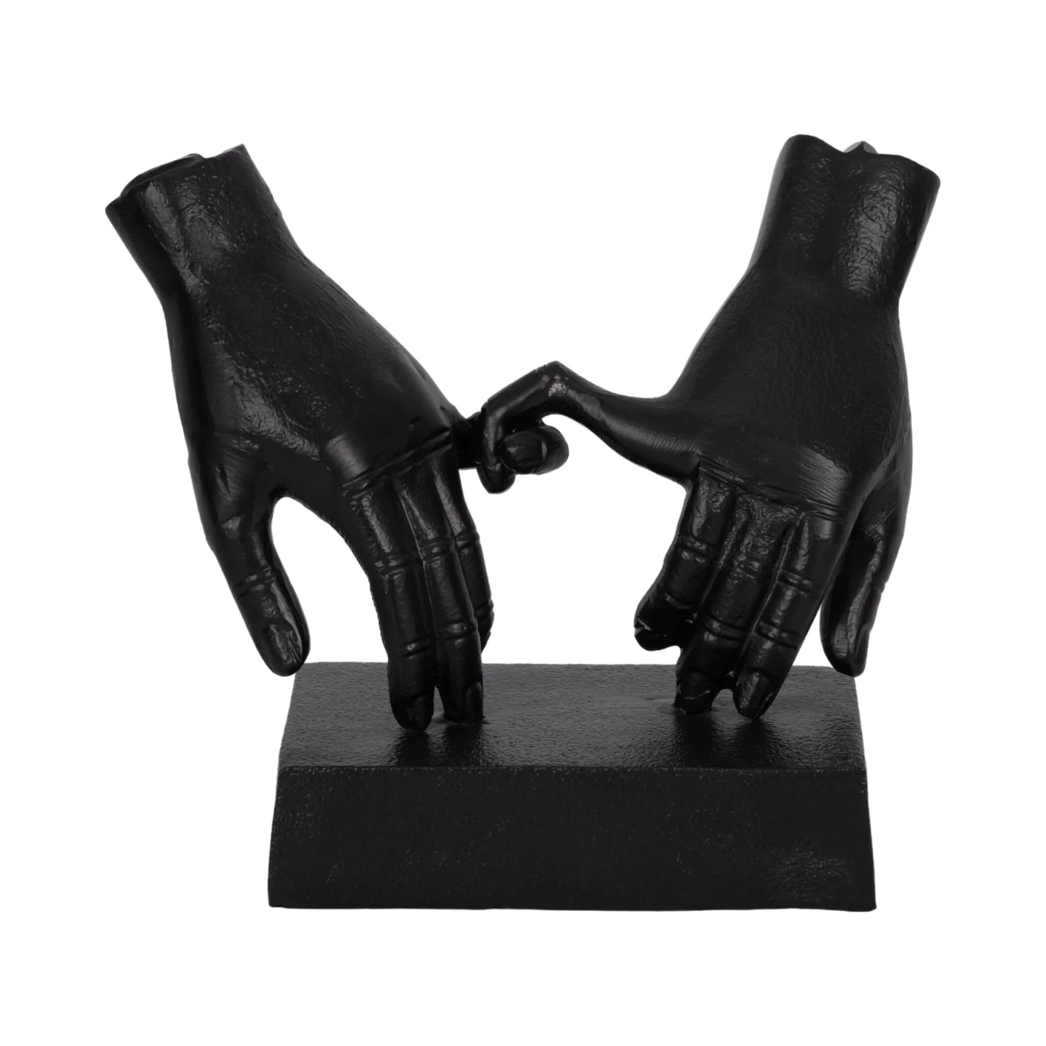 Metal,9"h,entwined Hands Sculpture, Black