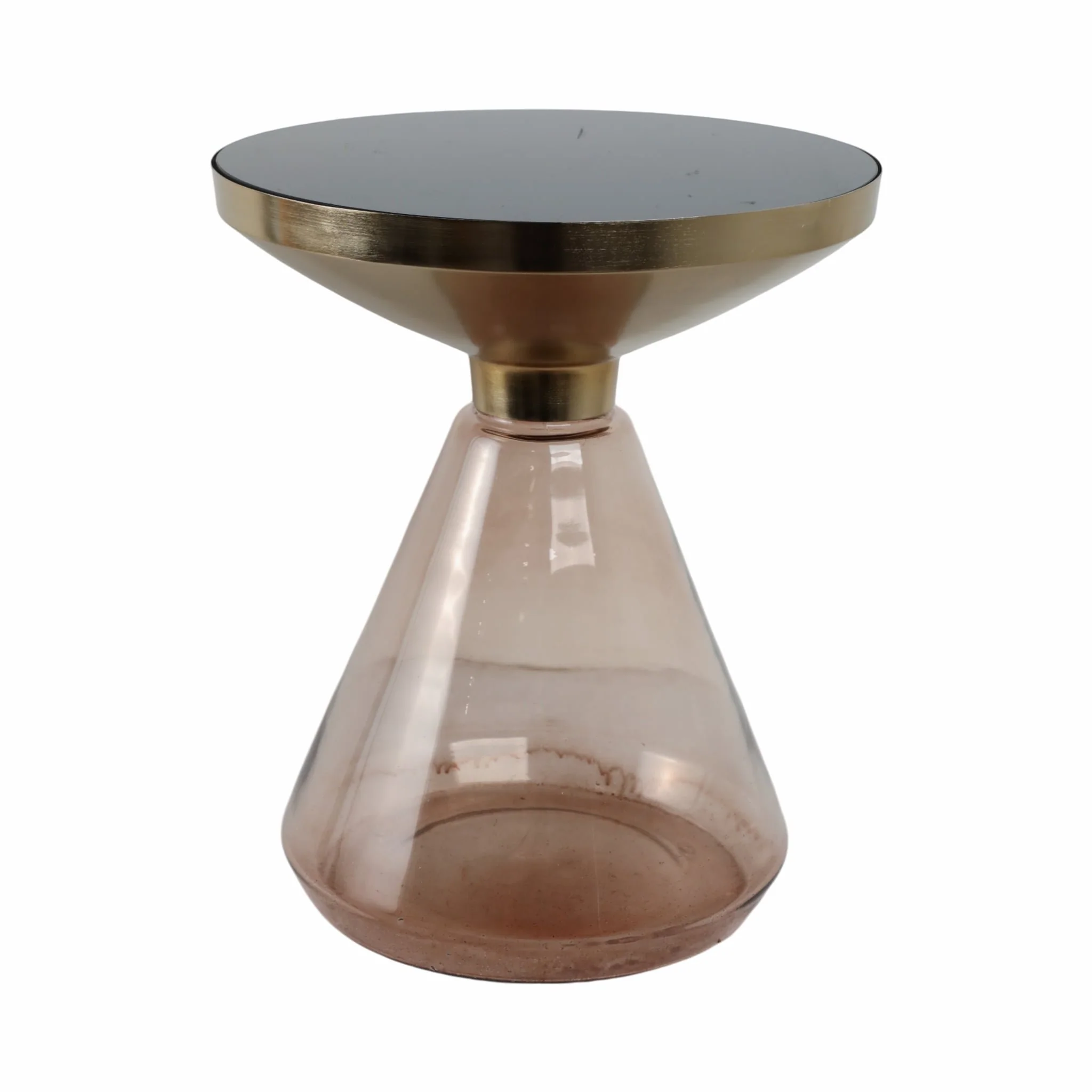 Metal/glass, 16"dx19"h Hourglass Side Table, Gold - Image 2