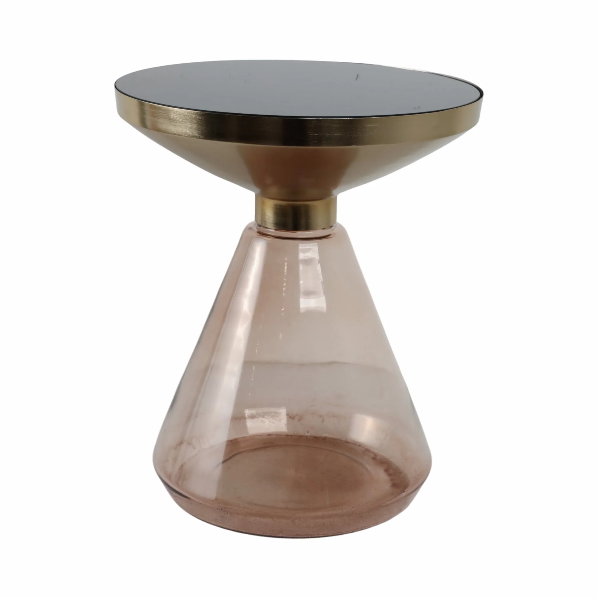 Metal/glass, 16"dx19"h Hourglass Side Table, Gold - Image 3