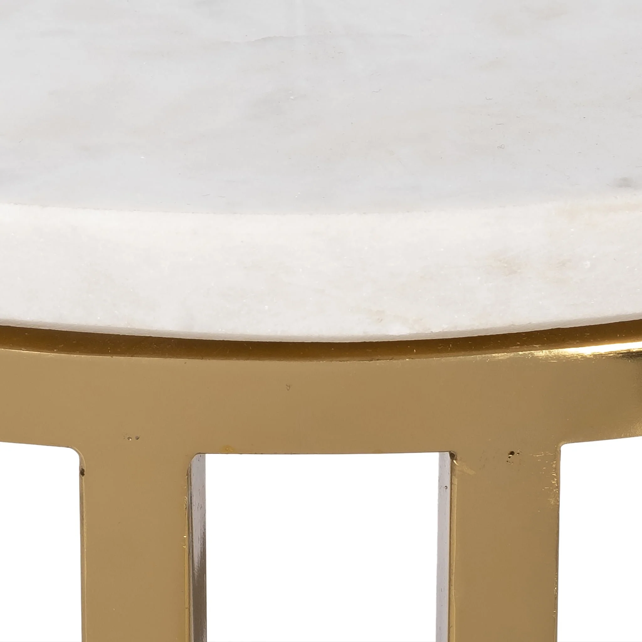 Metal/marble, 10"dx24"h Drink Table, White/gold - Image 4