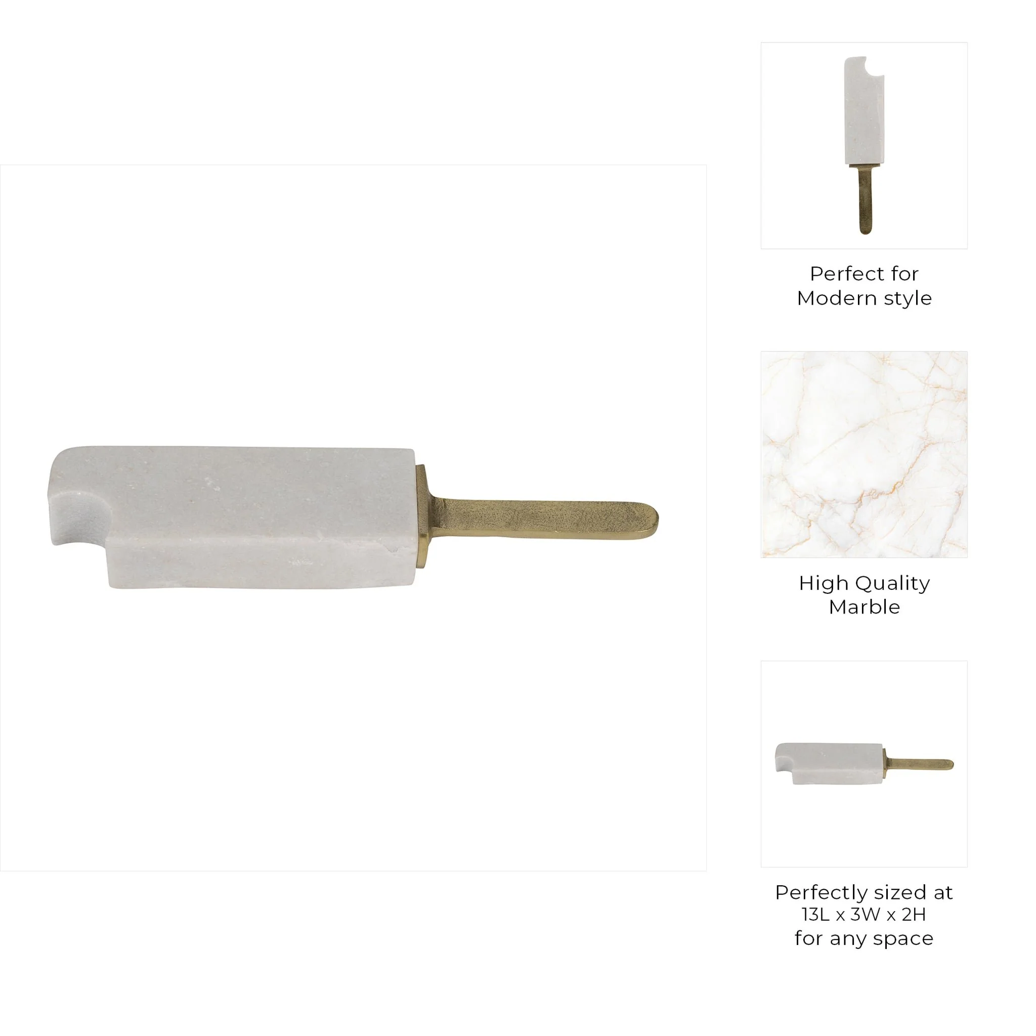 Metal/marble,13",bitten Popsicle Deco,white - Image 8
