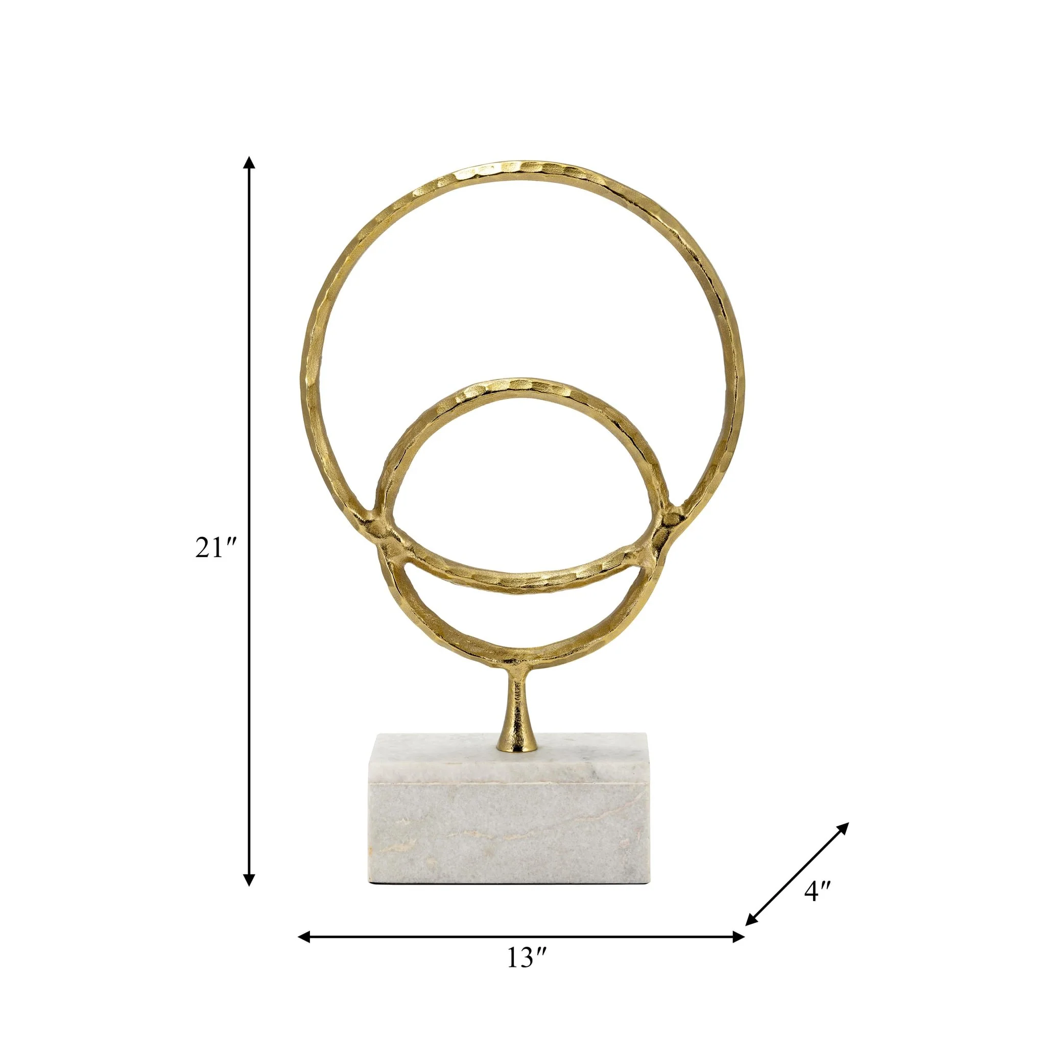 Metal/marble, 21"h Double Ring Accent, Gold - Image 7