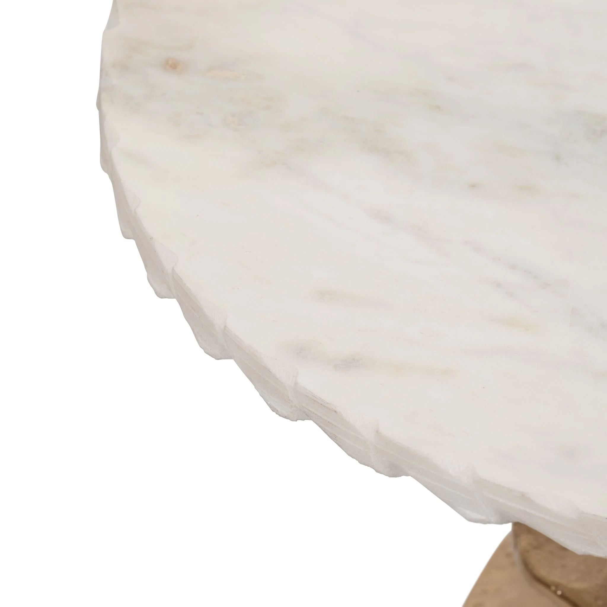 Metal/marble, 24" Jagged Edge Accent Table, White/ - Image 5