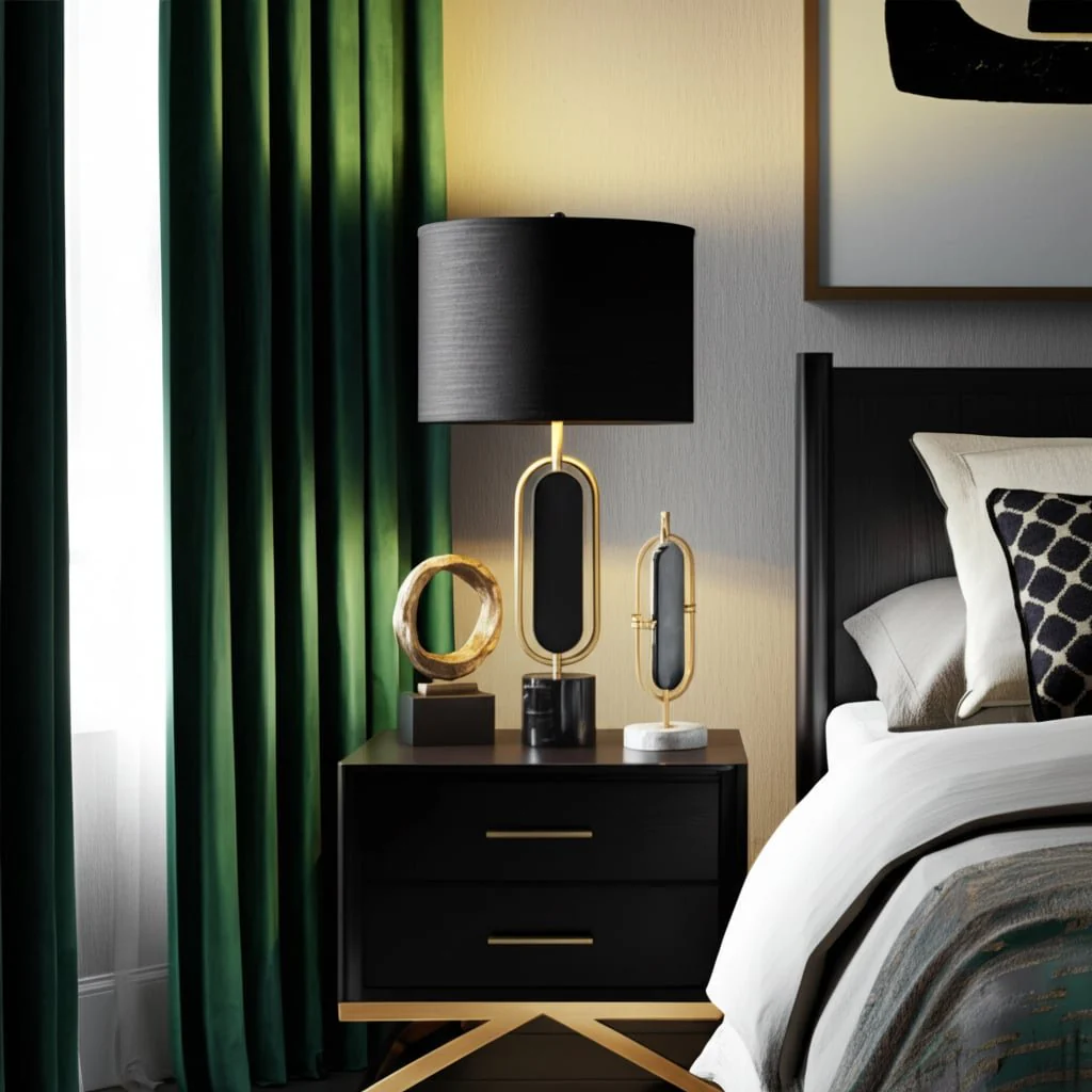 Metal/marble 30" Table Lamp, Gold/black - Image 12