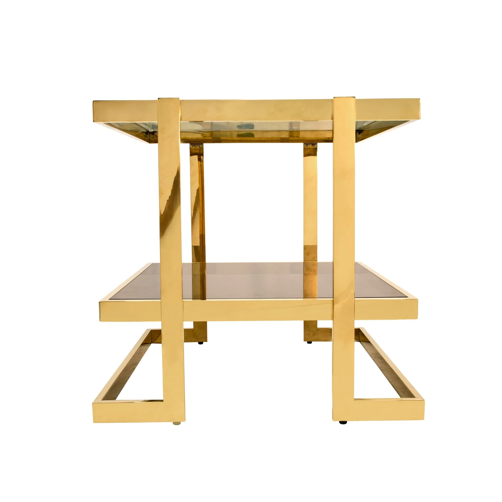 Metal/marble Glass Side Table, Gold/white Kd - Image 3