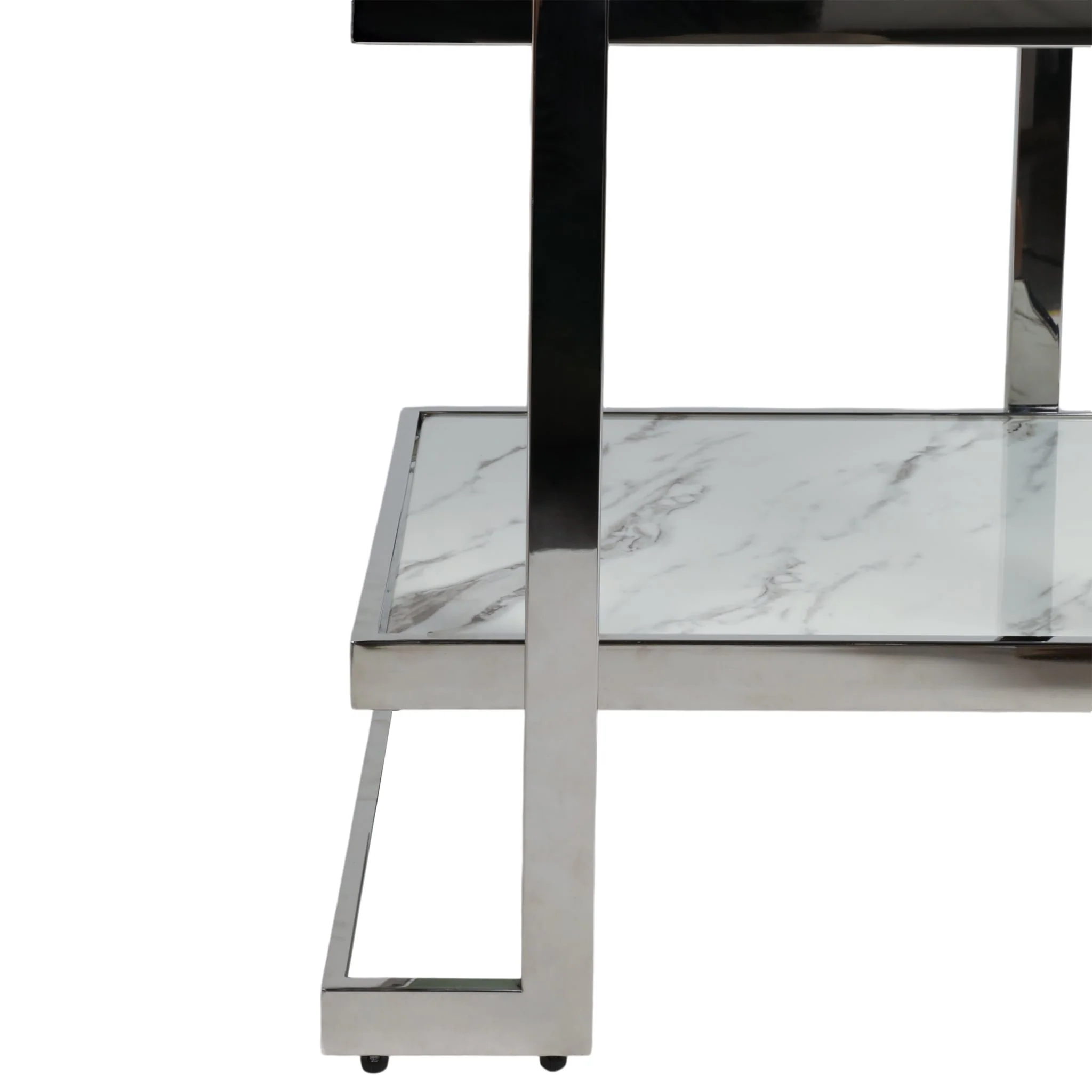 Metal/marble Glass, Side Table, Silver/white Kd - Image 5